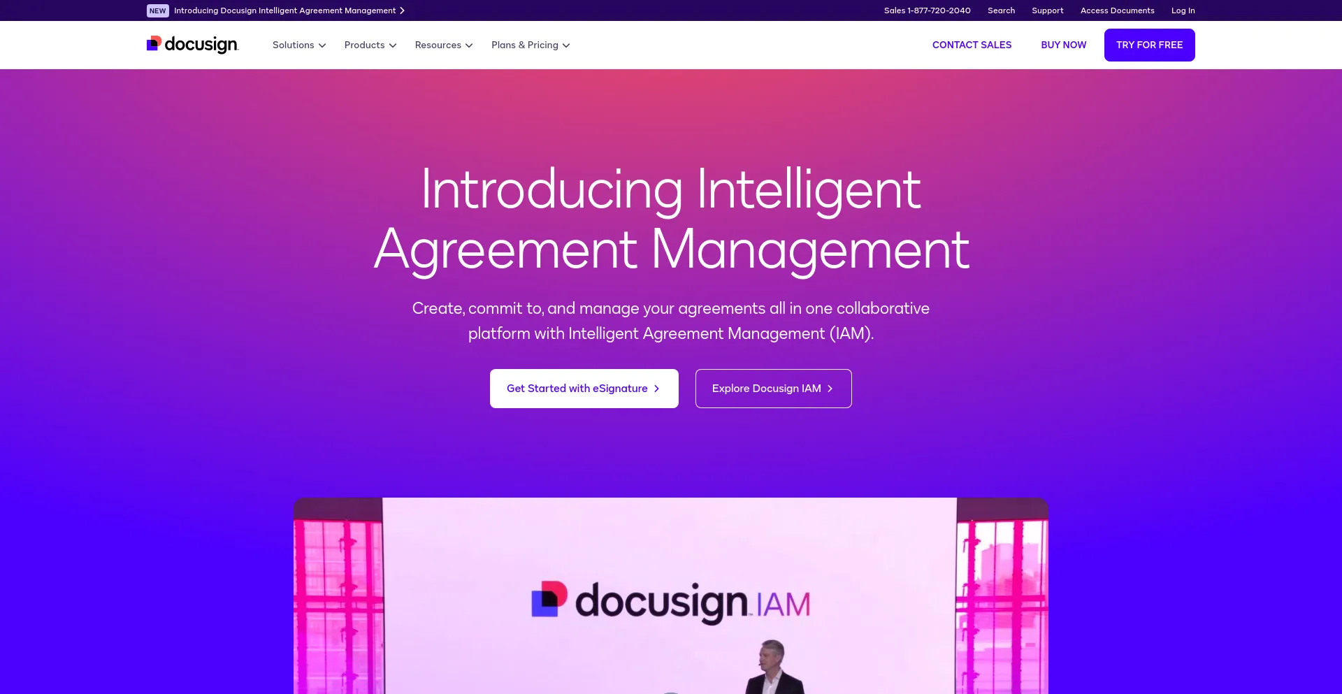 Screenshot of docusign.com homepage