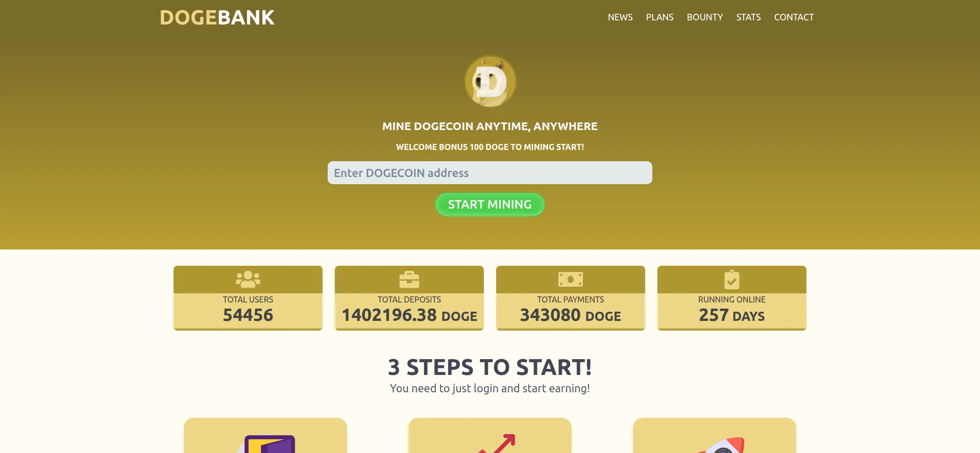 Screenshot of dogebank.pro homepage