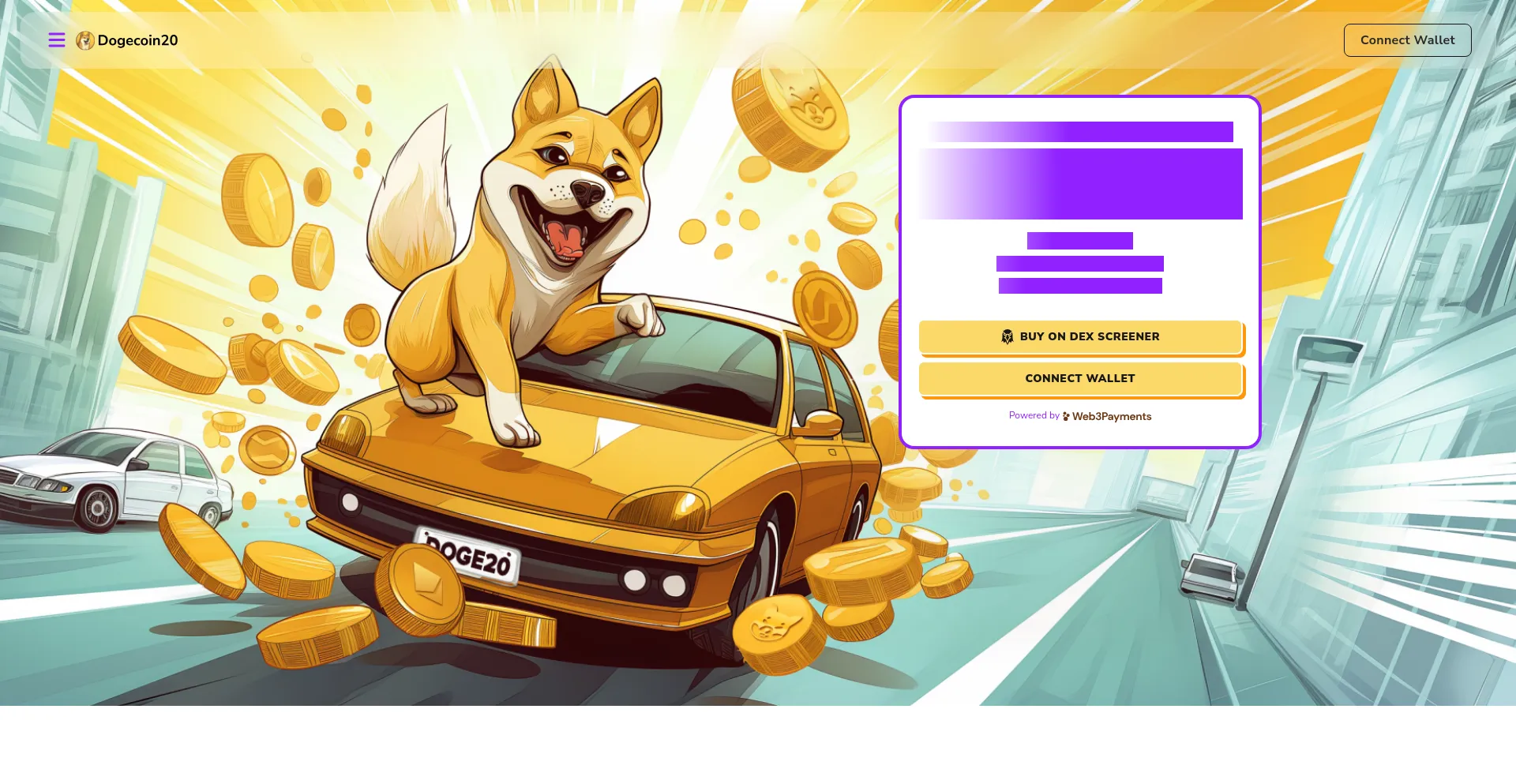 Screenshot of dogecoin20token.com homepage