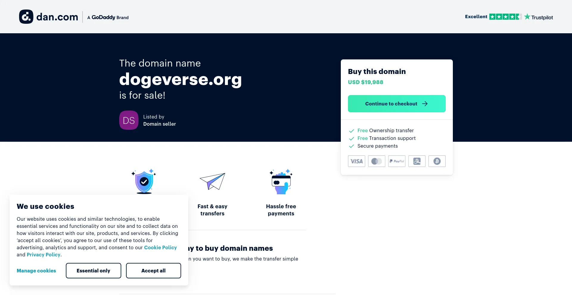 Screenshot of dogeverse.org homepage