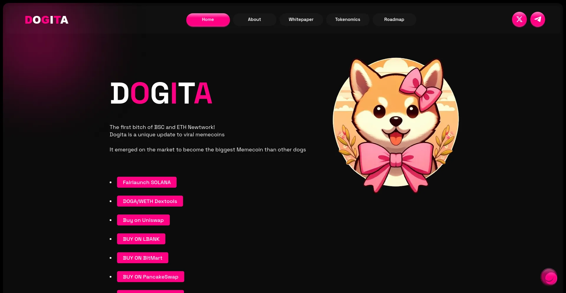 Screenshot of dogita.io homepage