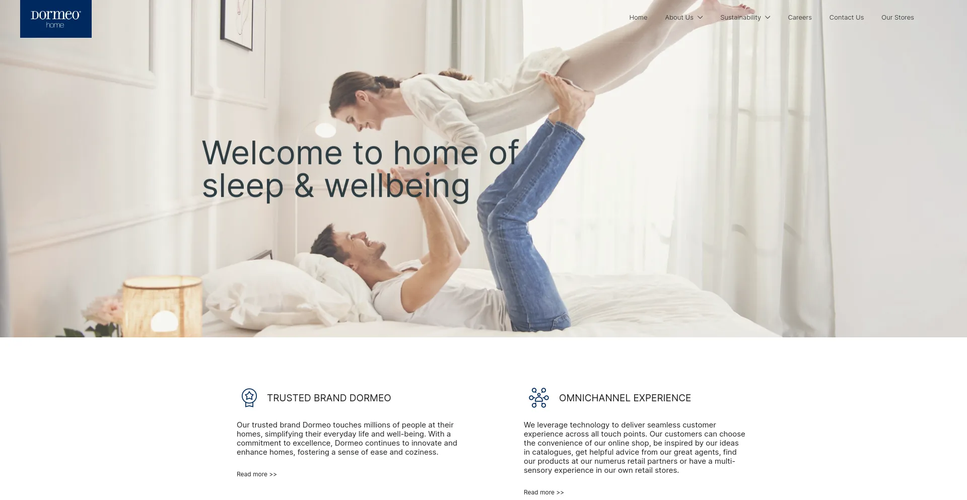 Screenshot of dormeo-home.com homepage