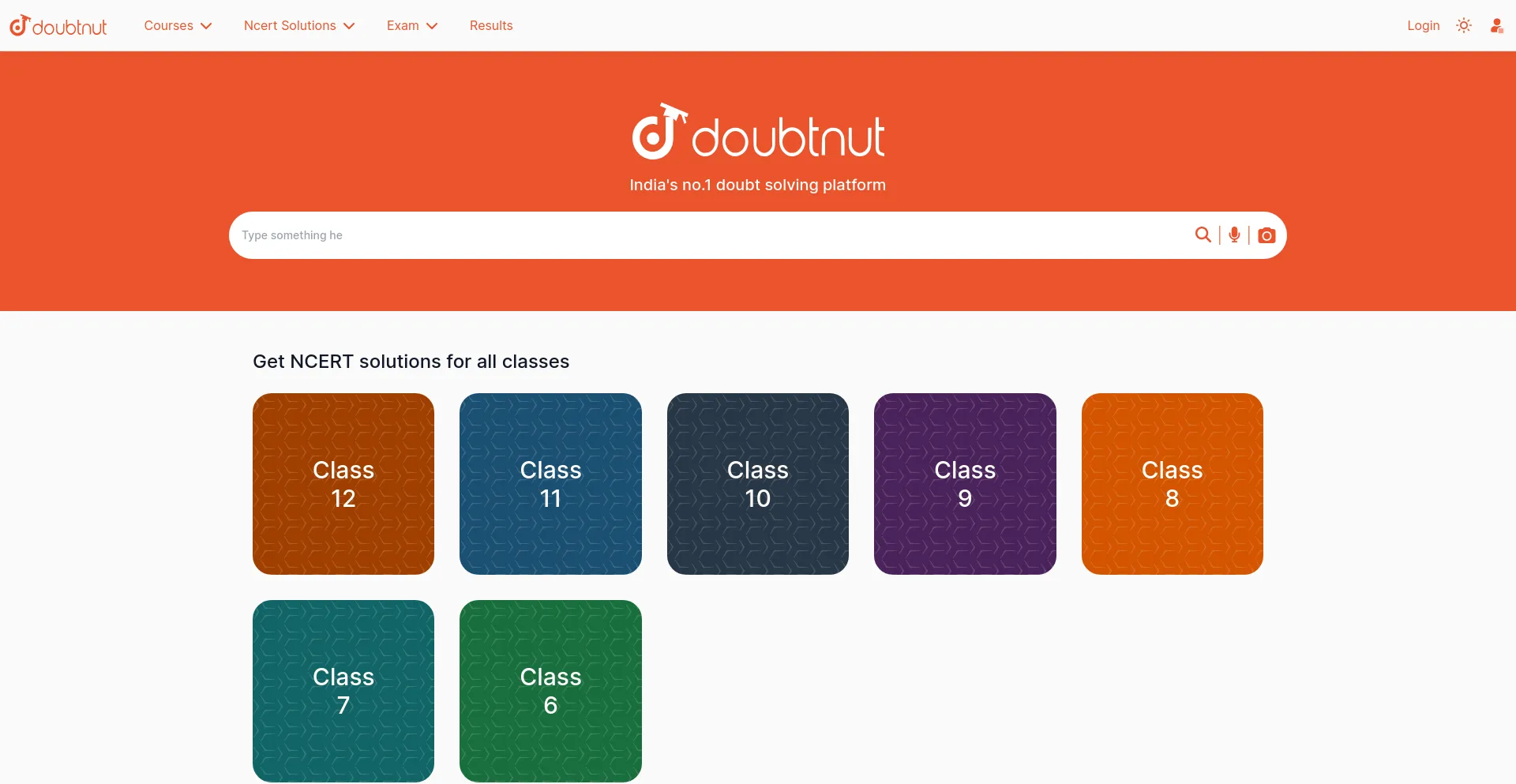 Screenshot of doubtnut.com homepage