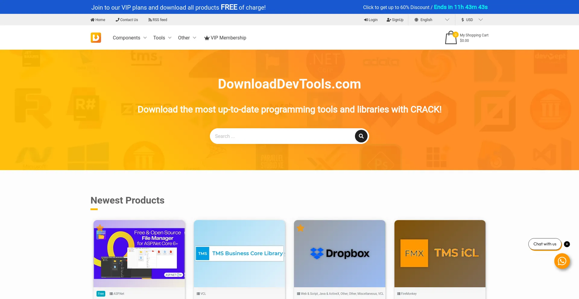 Screenshot of downloaddevtools.com homepage