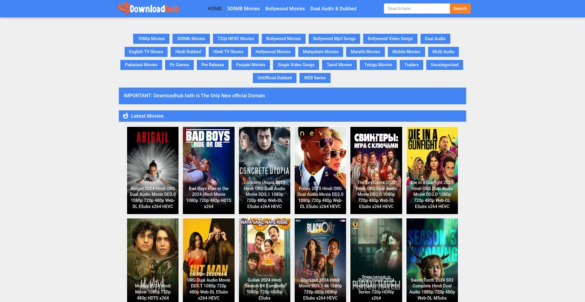 Screenshot of downloadhub.style homepage