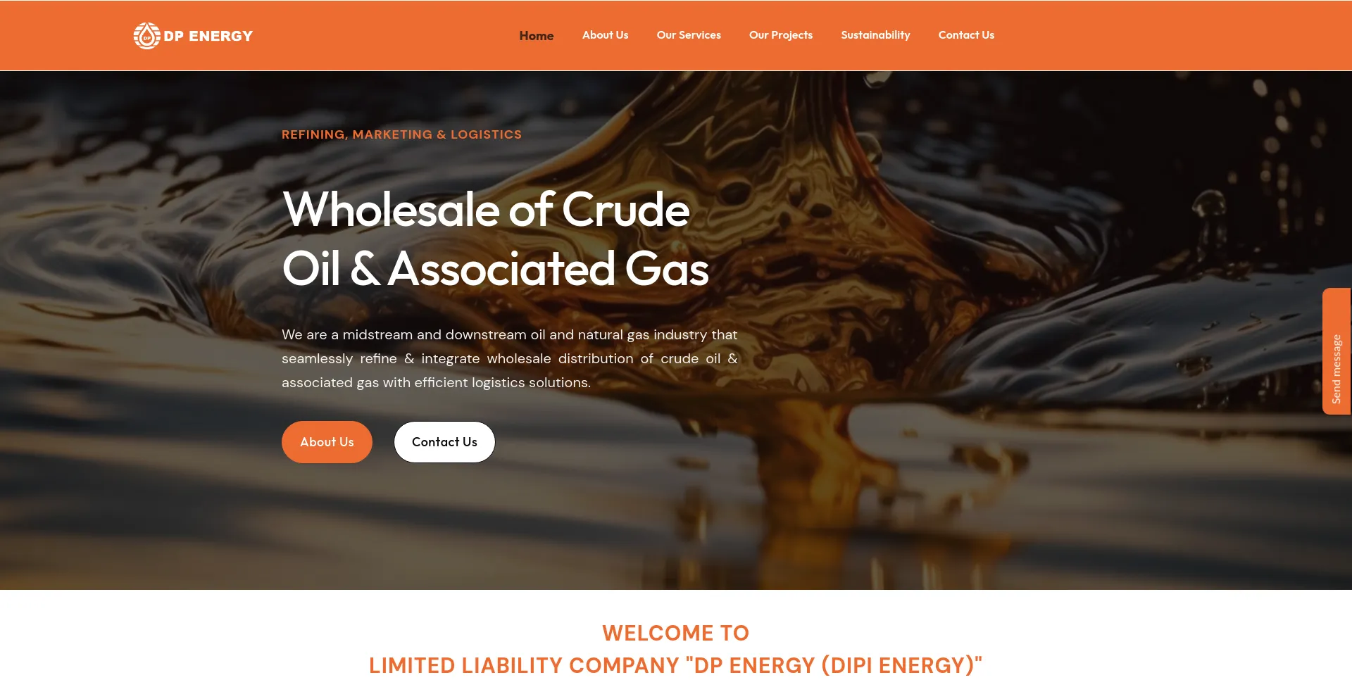 Screenshot of dp-energyllc.com homepage