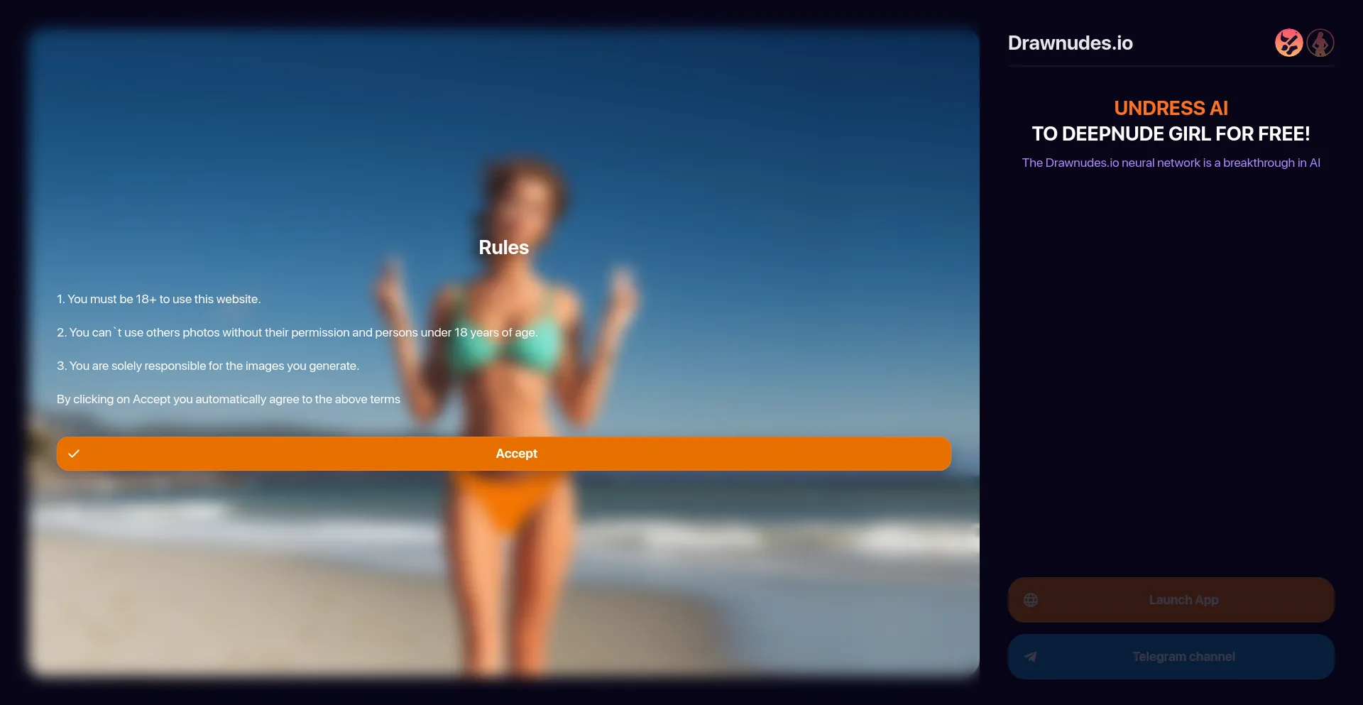 Screenshot of drawnudes.io homepage