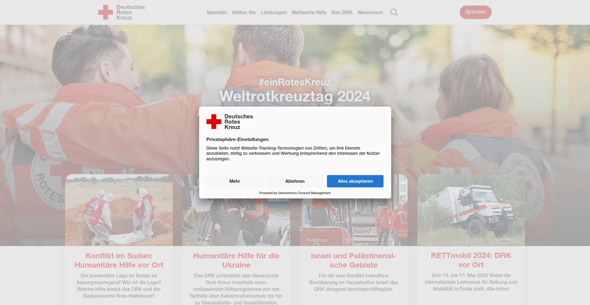 Screenshot of drk.de homepage