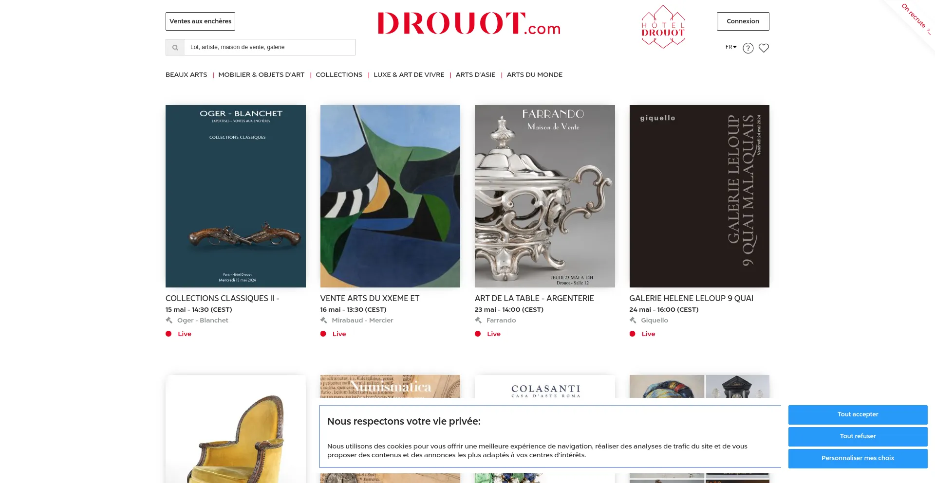 Screenshot of drouot.com homepage