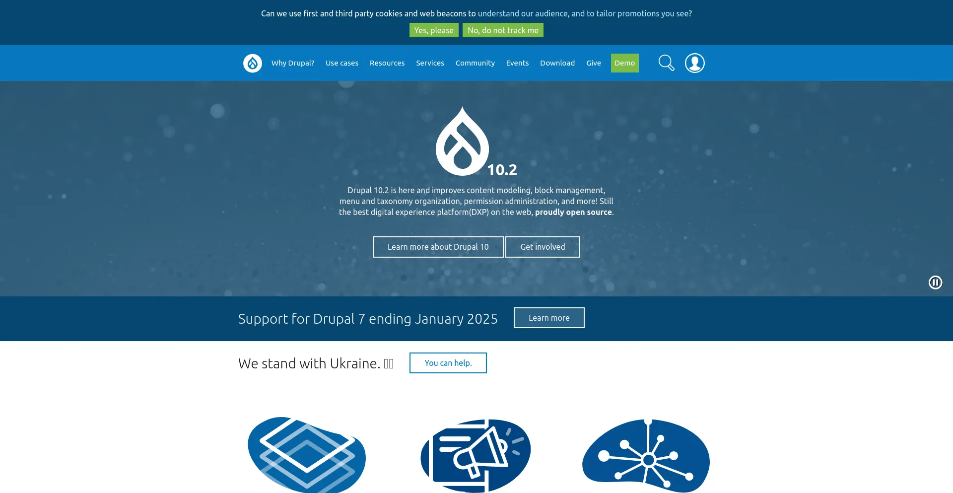 Screenshot of drupal.org homepage