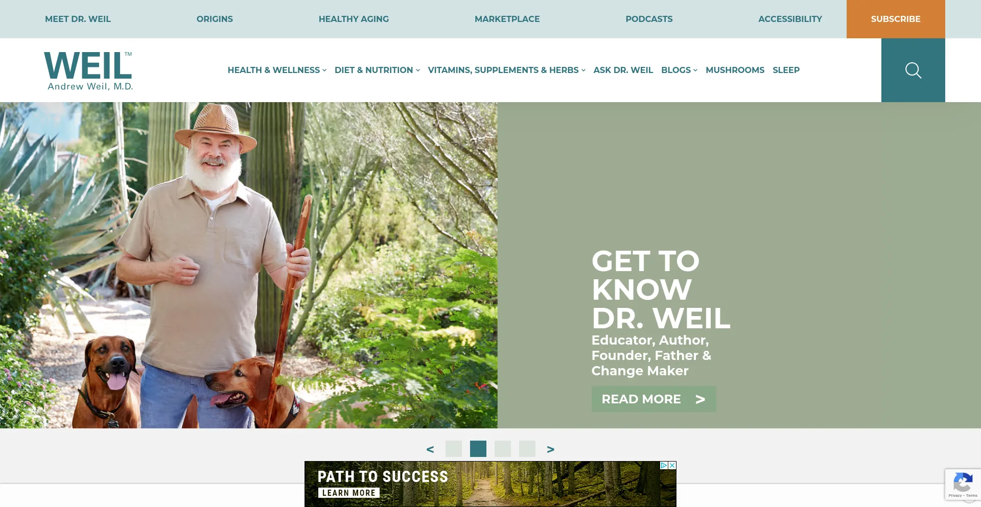 Screenshot of drweil.com homepage