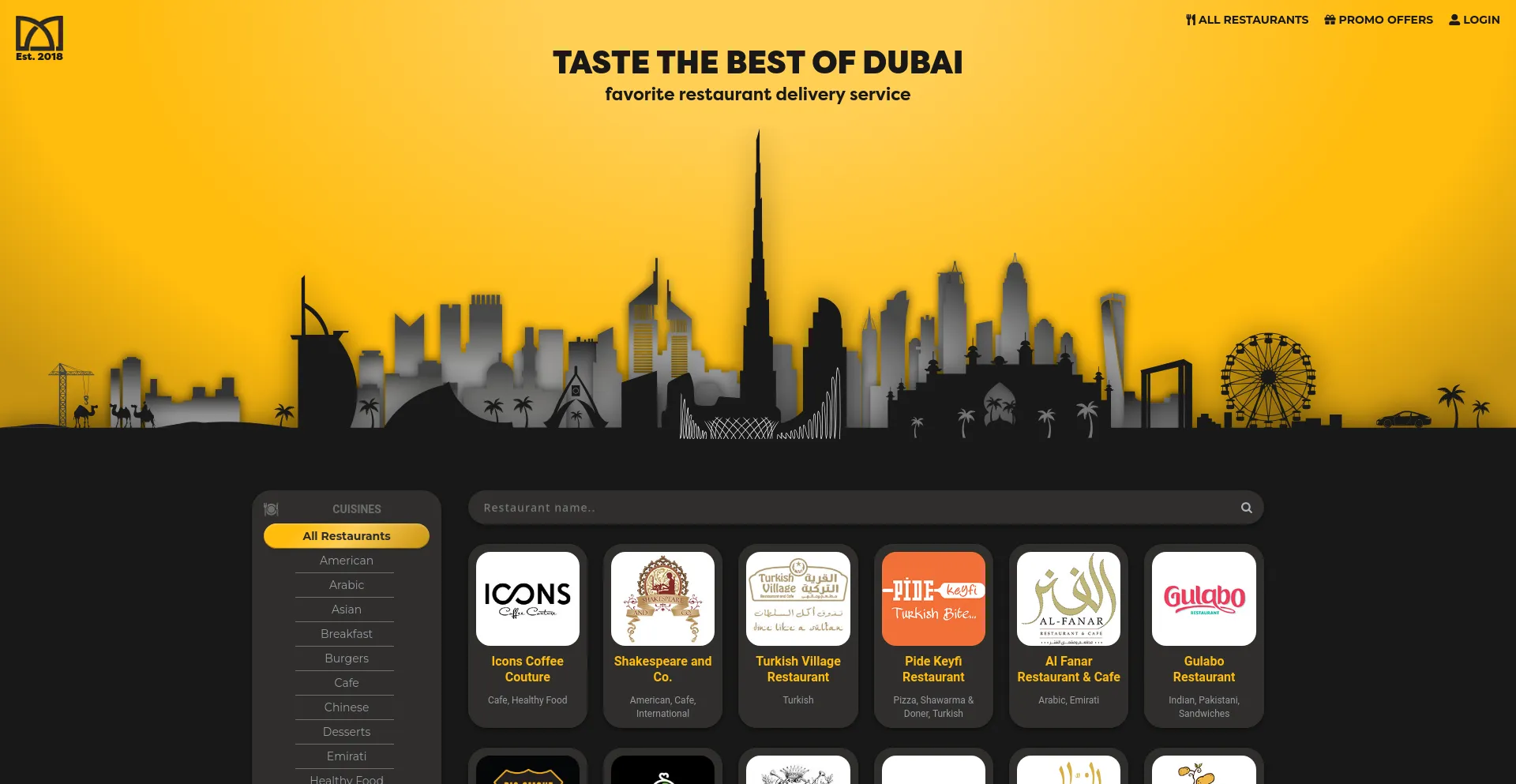 Screenshot of dubaimenu.online homepage