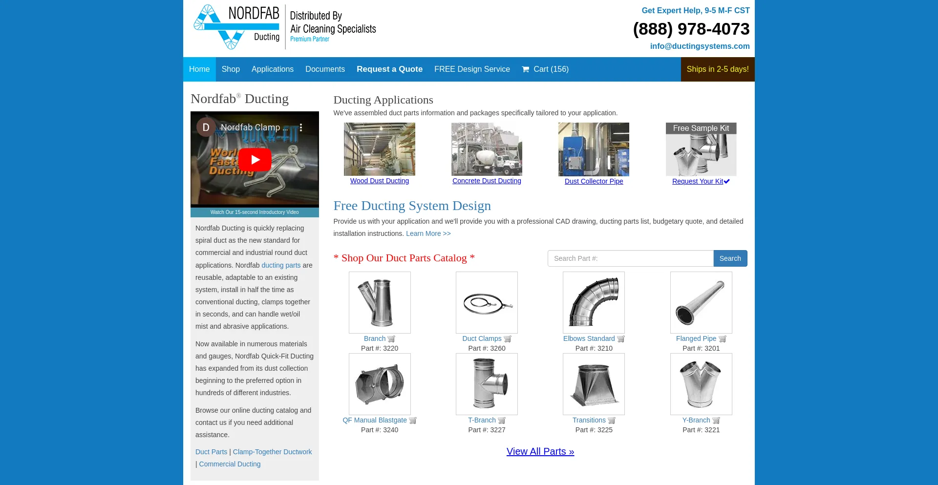 Screenshot of ductingsystems.com homepage