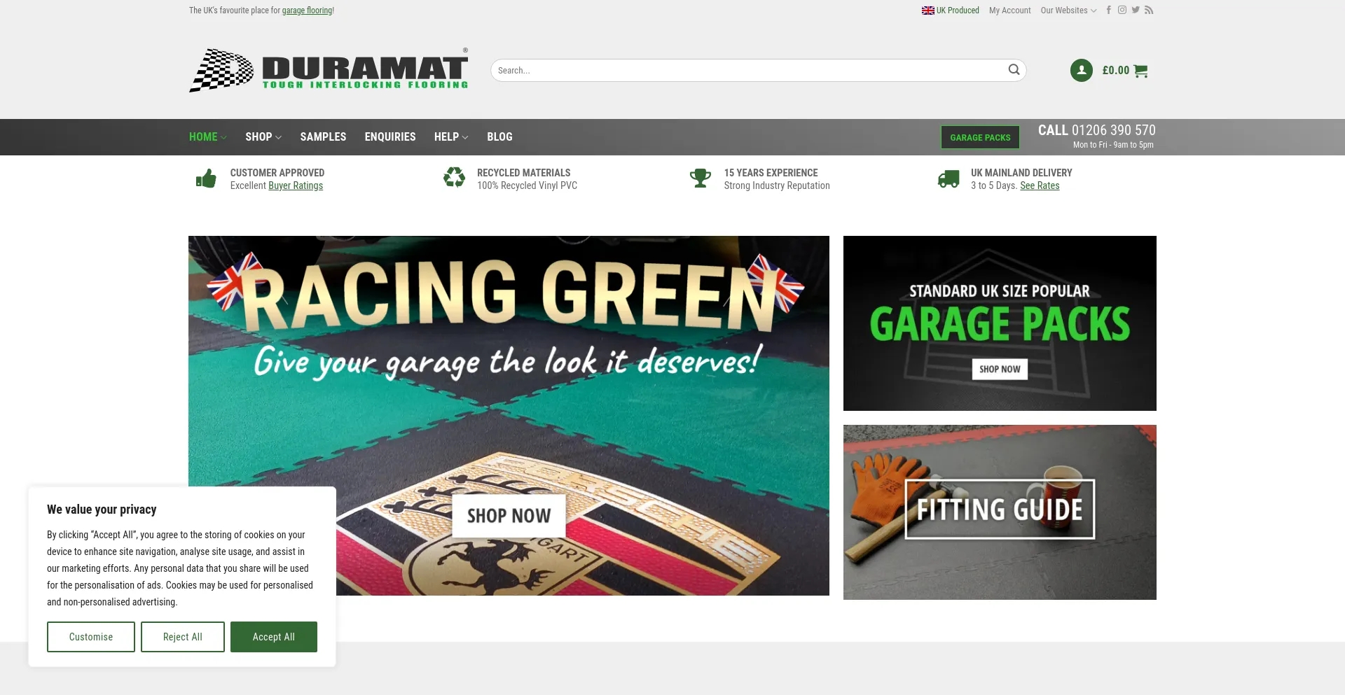 Screenshot of duramat.co.uk homepage