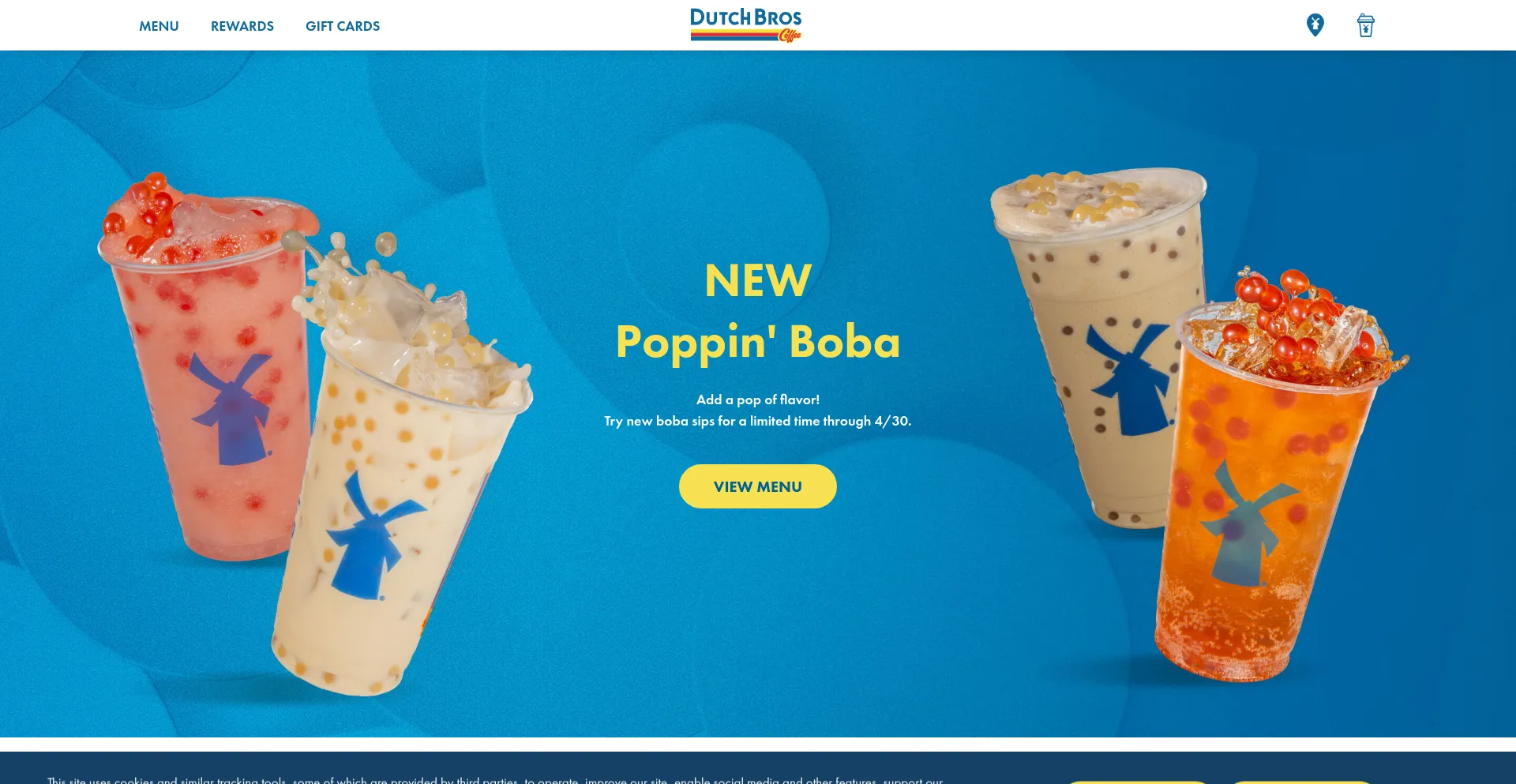 Screenshot of dutchbros.com homepage