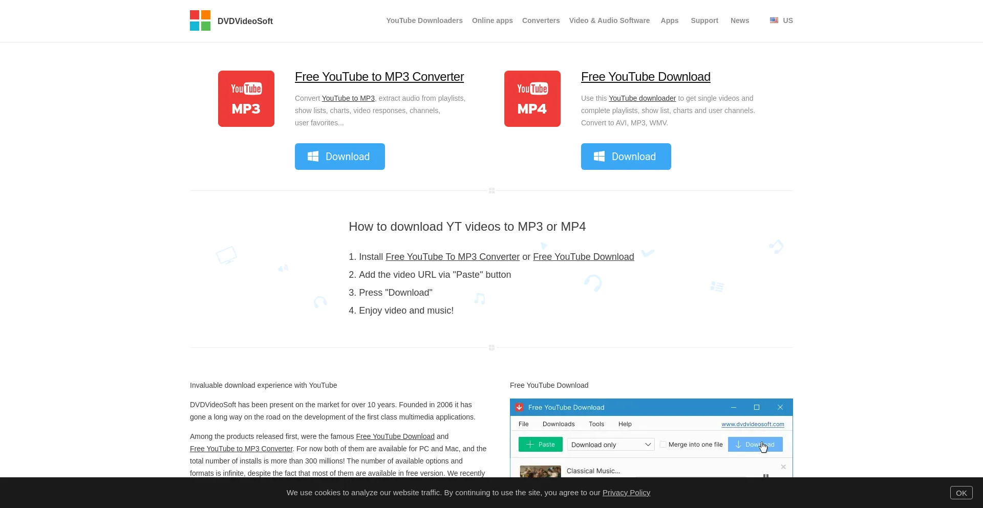 Screenshot of dvdvideosoft.com homepage