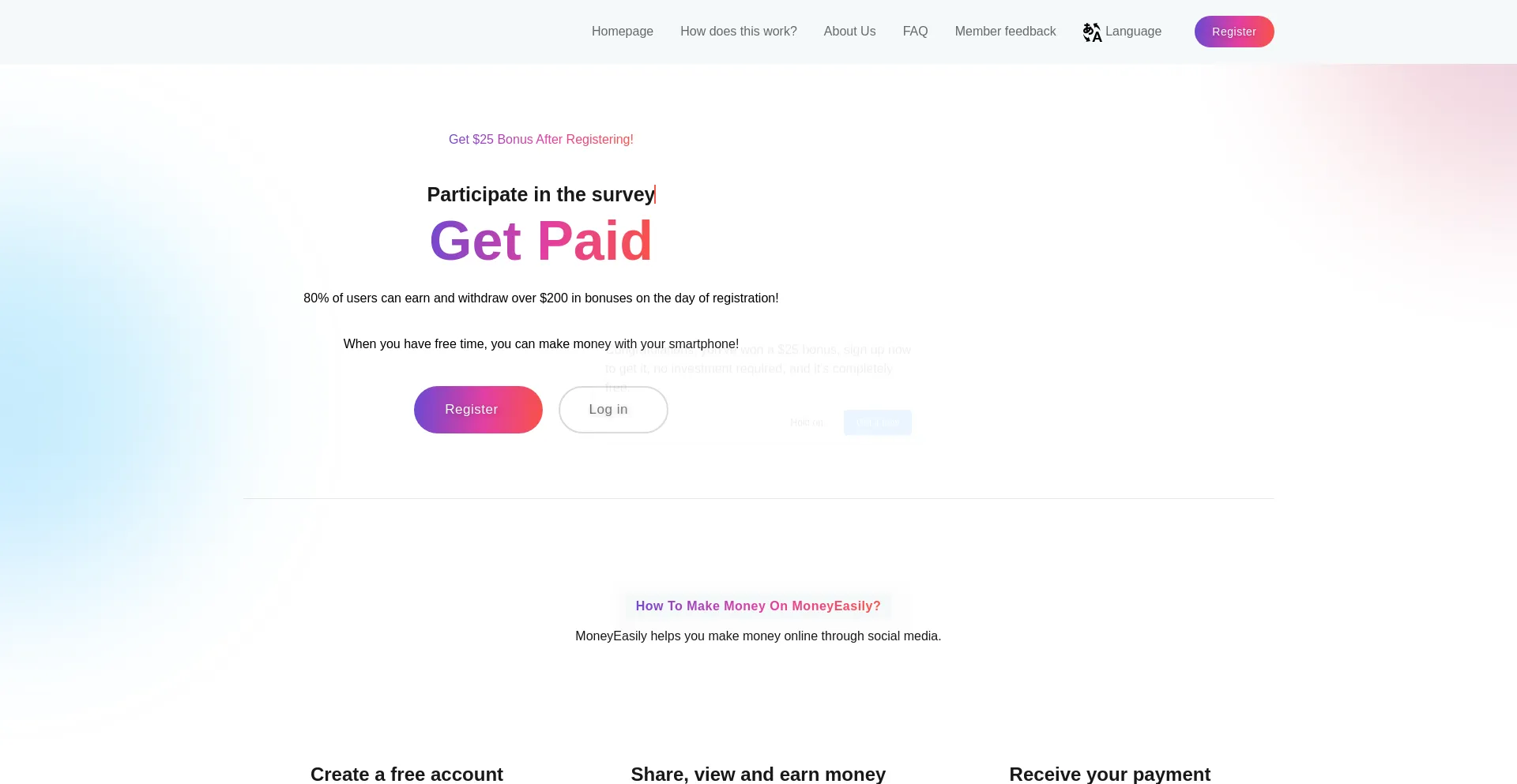 Screenshot of earnmycashpomy.buzz homepage