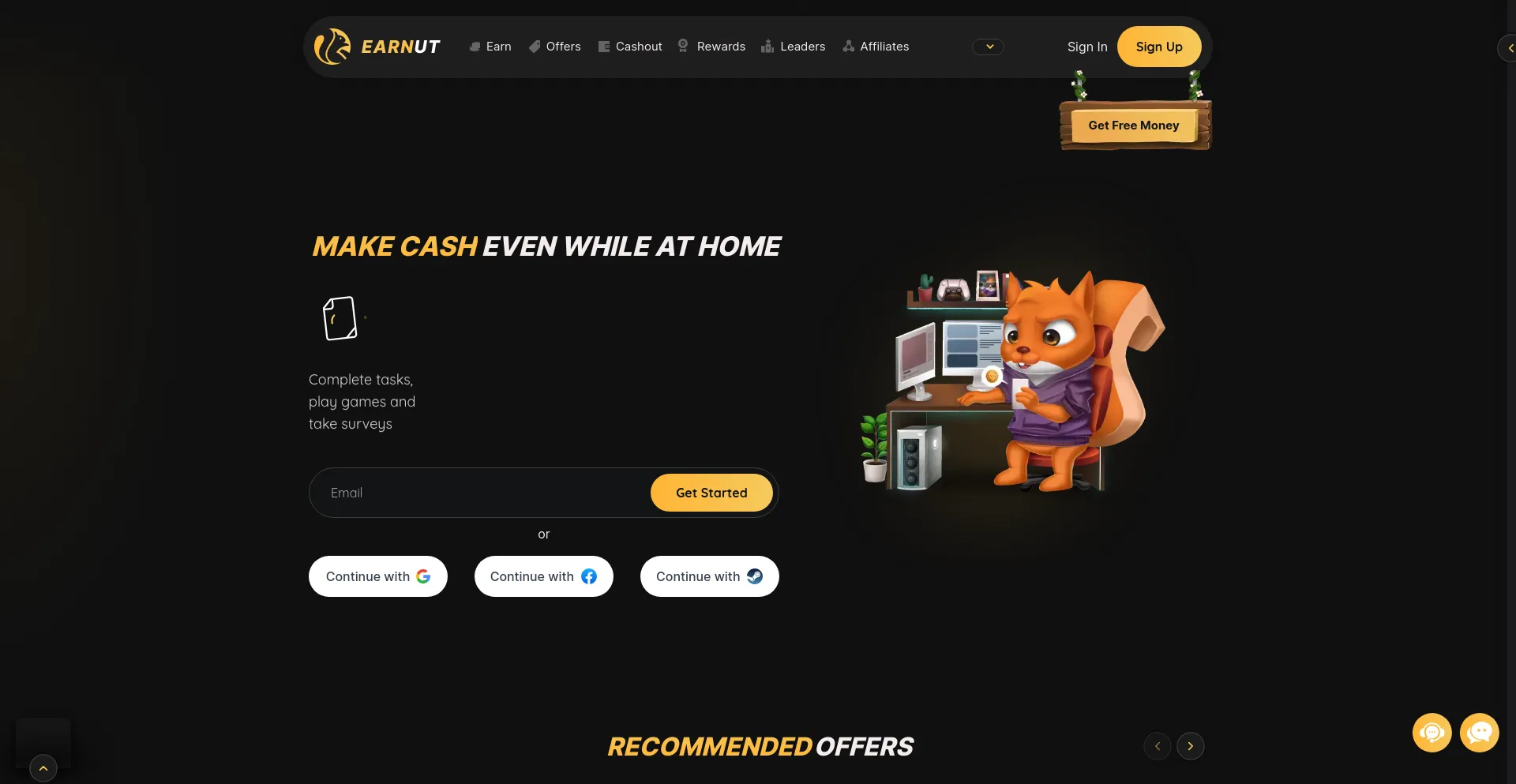 Screenshot of earnut.com homepage