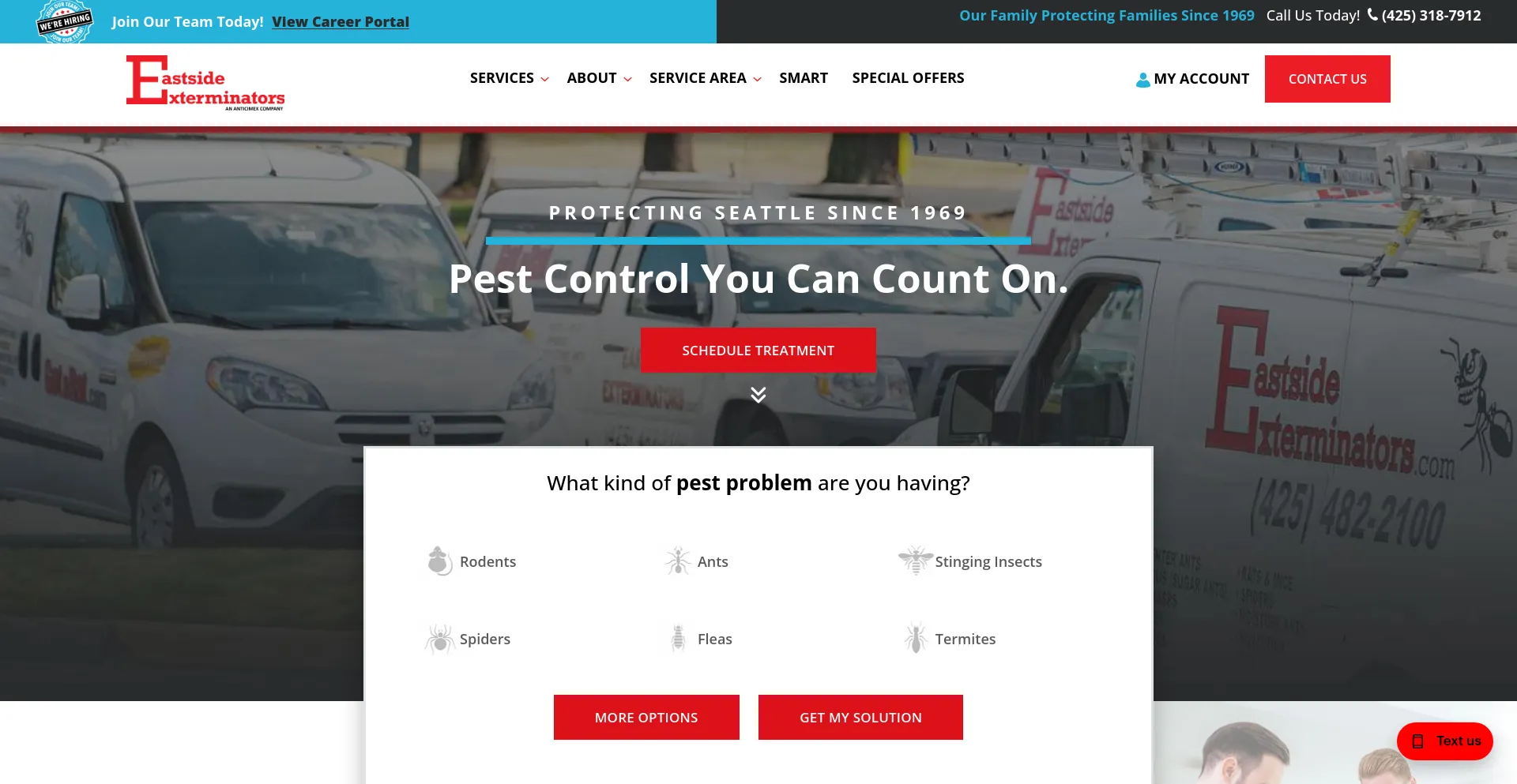 Screenshot of eastsideexterminators.com homepage