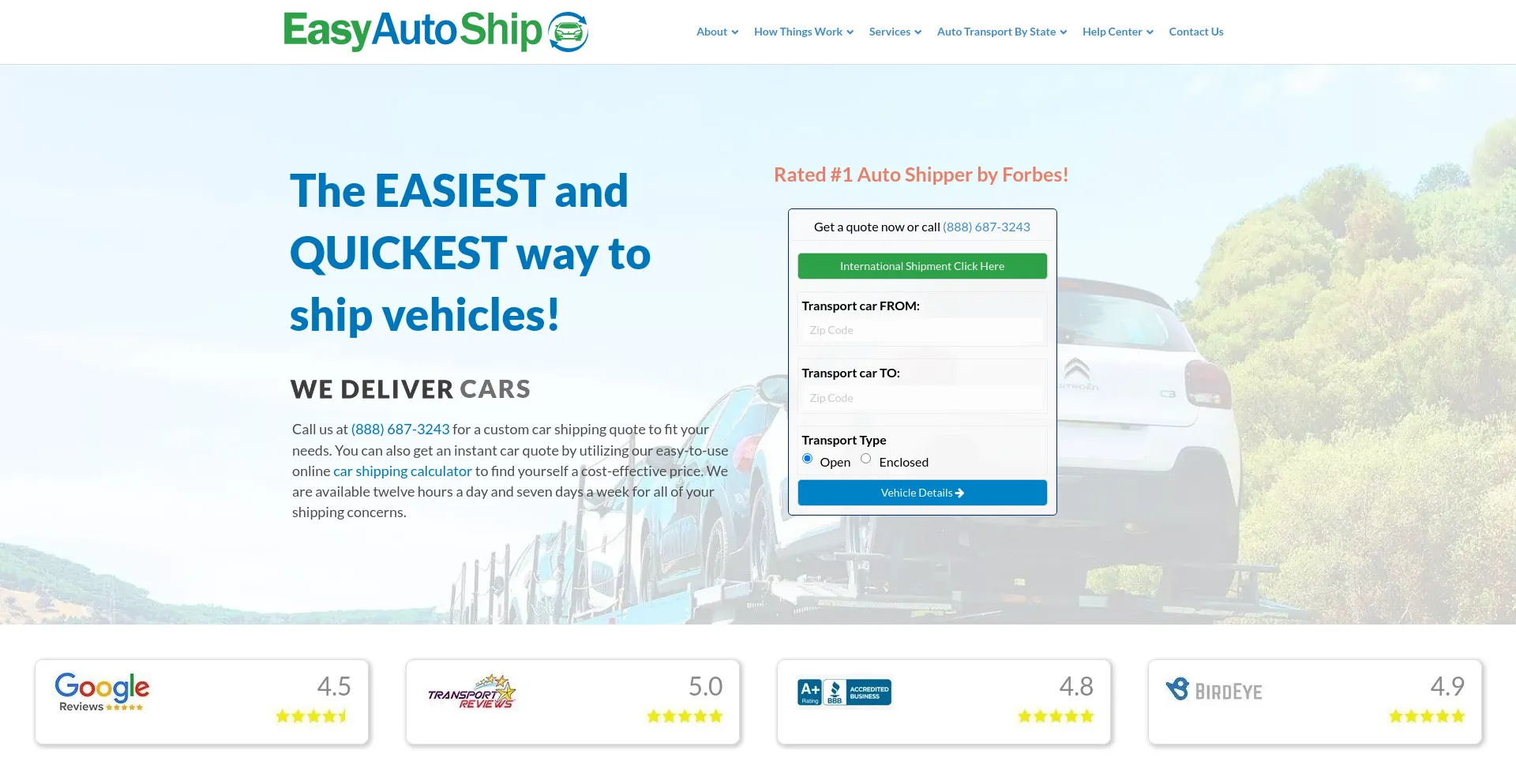 Screenshot of easyautoship.com homepage