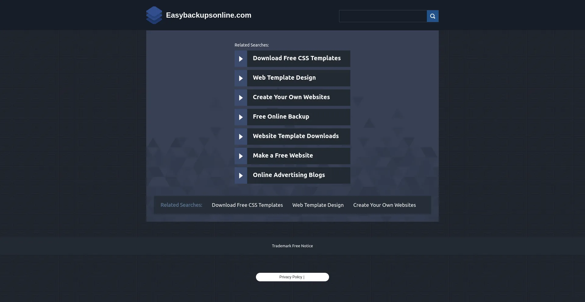 Screenshot of easybackupsonline.com homepage