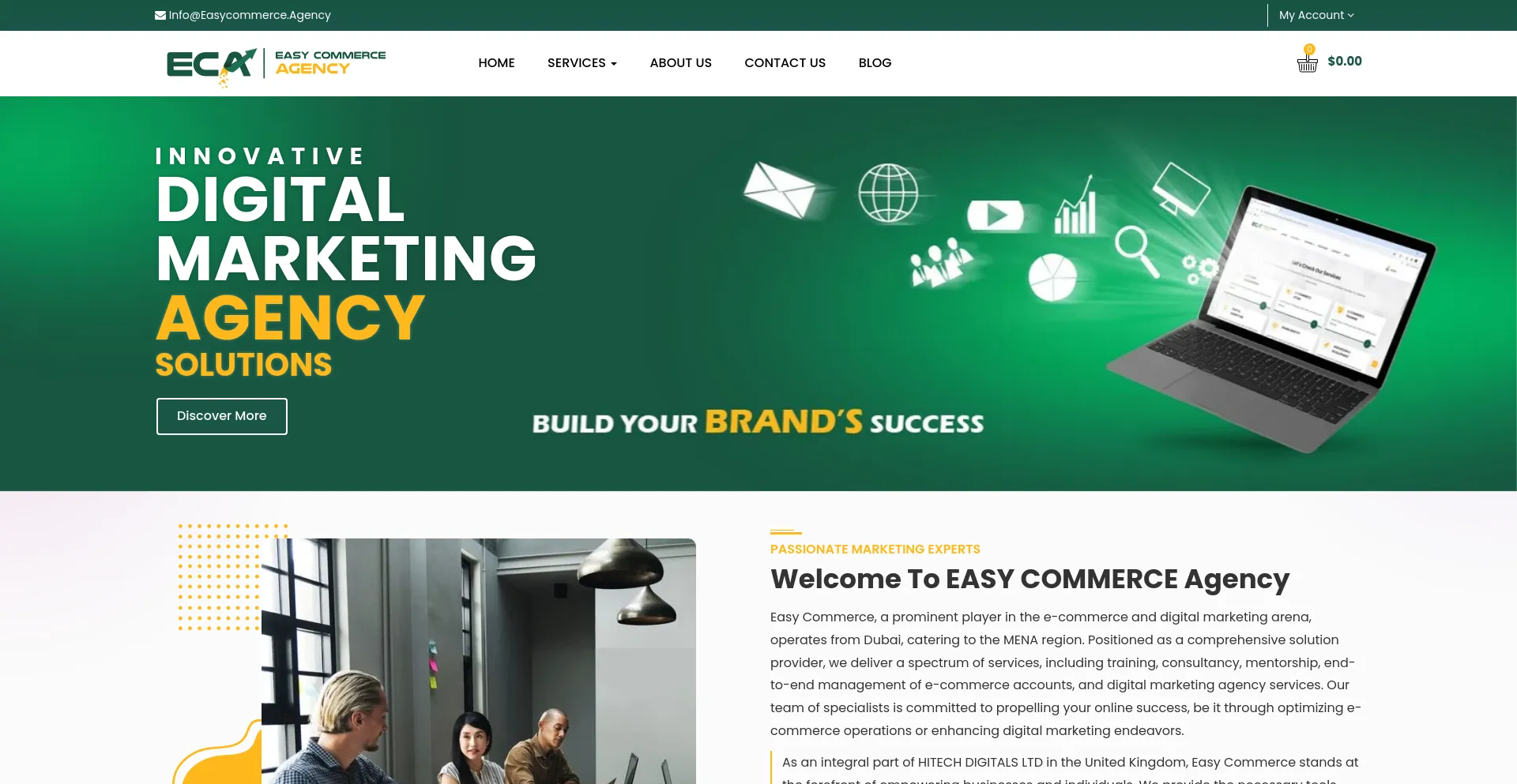 Screenshot of easycommerce.agency homepage