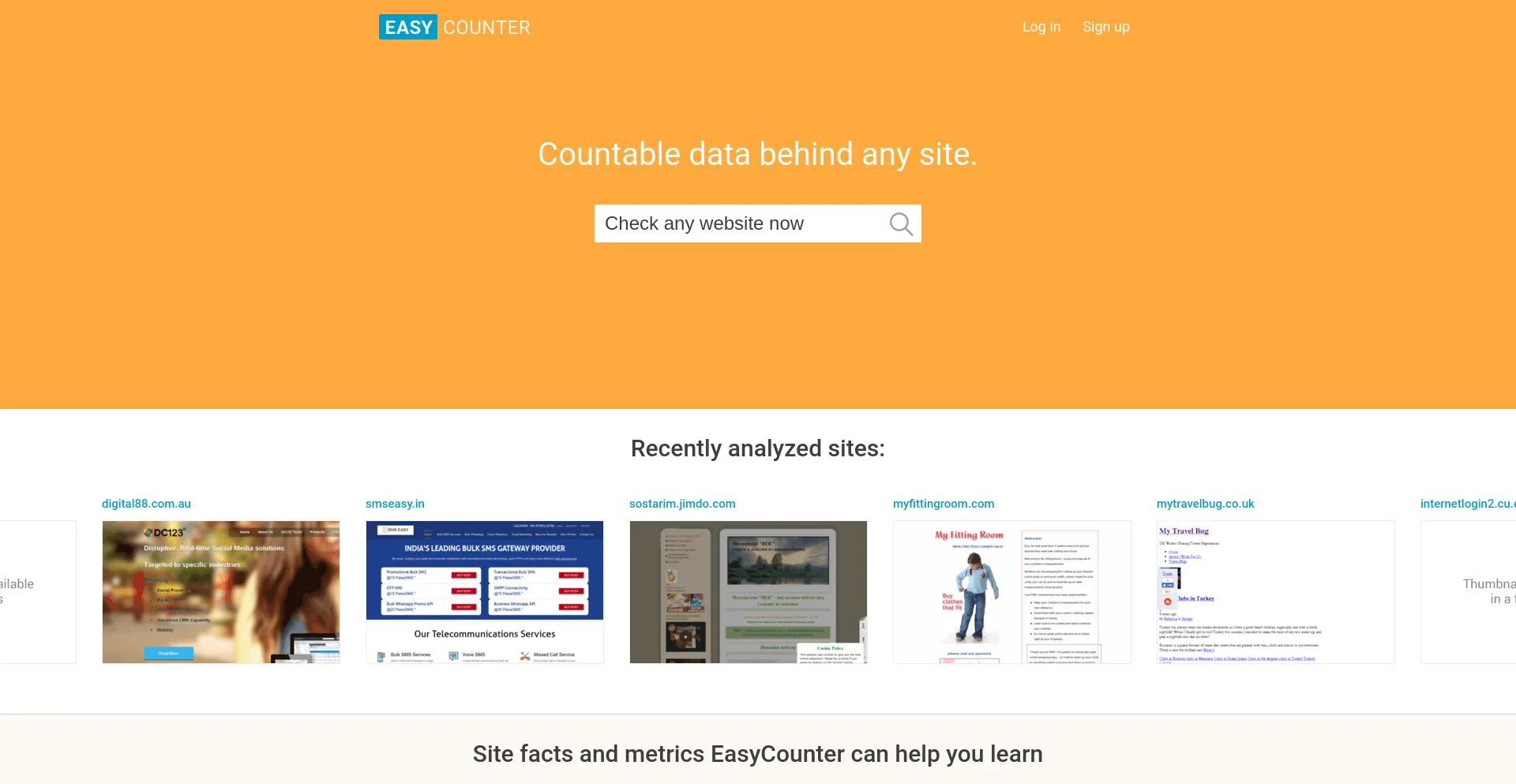 Screenshot of easycounter.com homepage