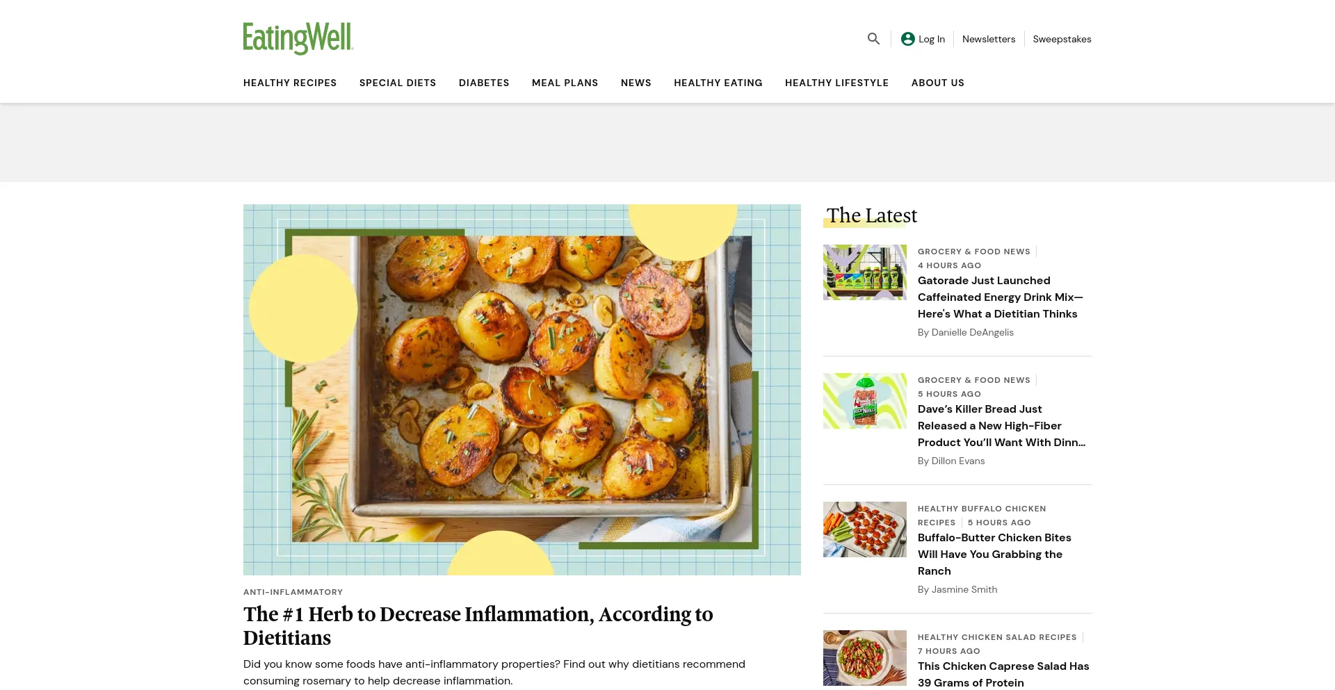 Screenshot of eatingwell.com homepage