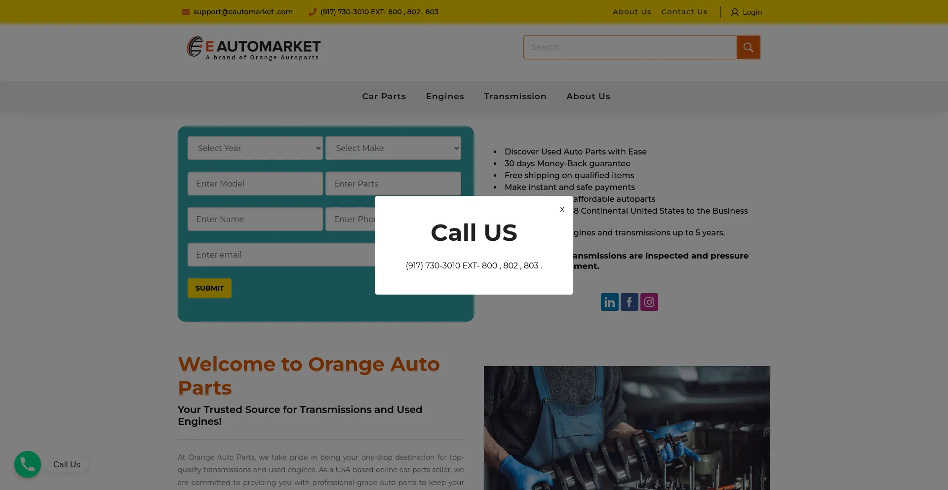 Screenshot of eautomarket.com homepage