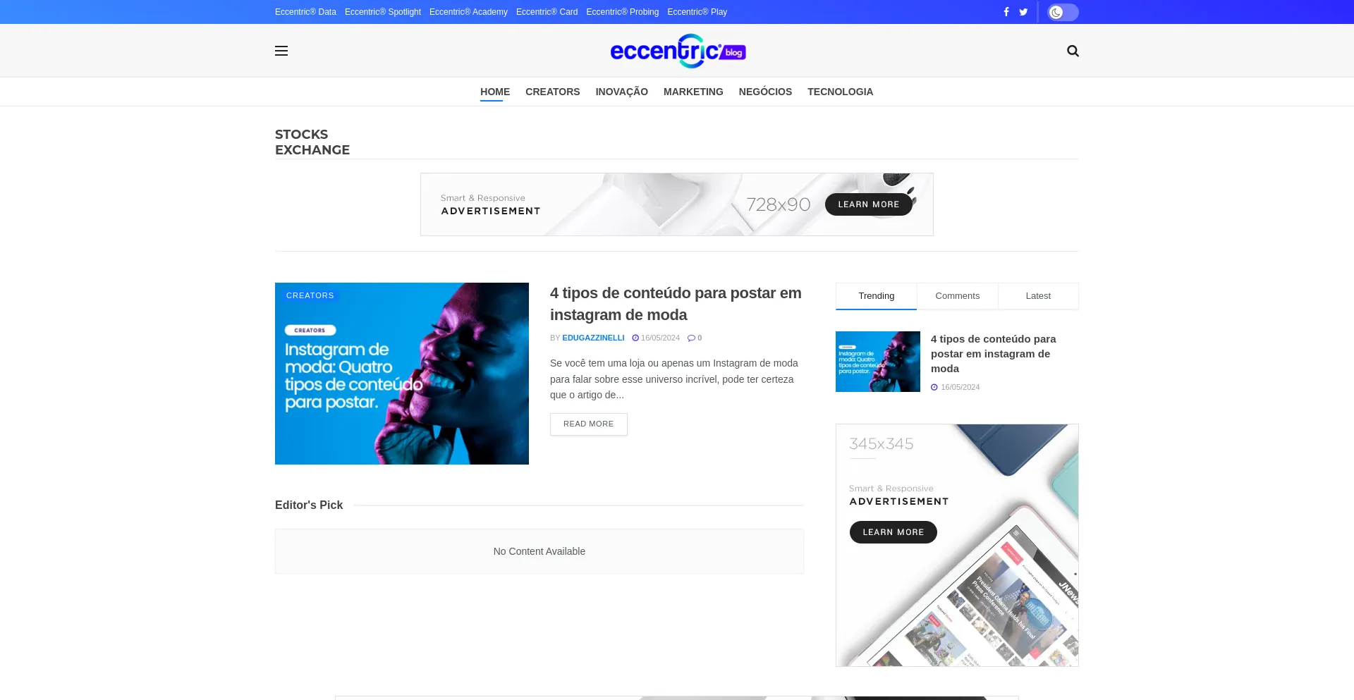 Screenshot of eccentric.etc.br homepage