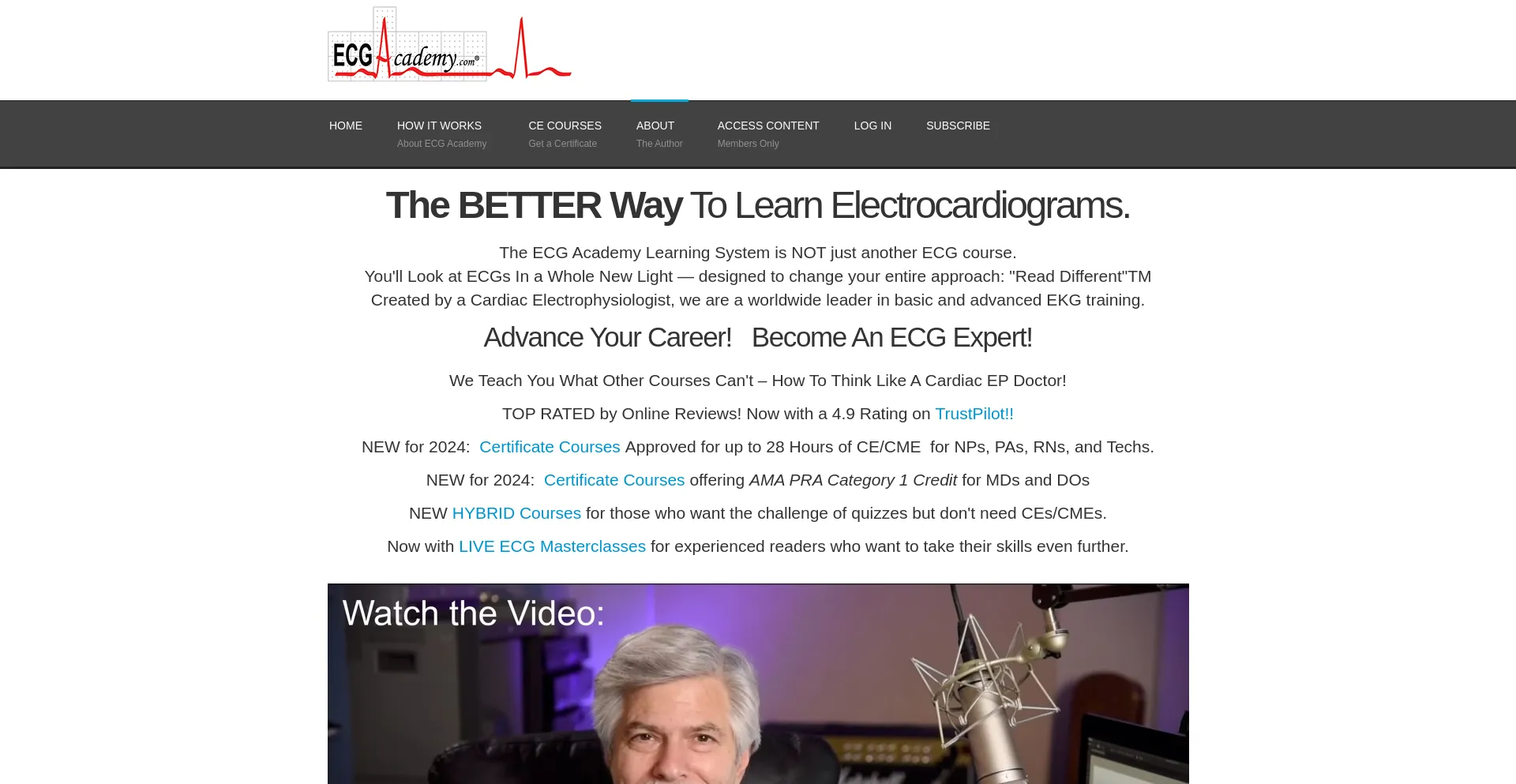 Screenshot of ecgacademy.com homepage