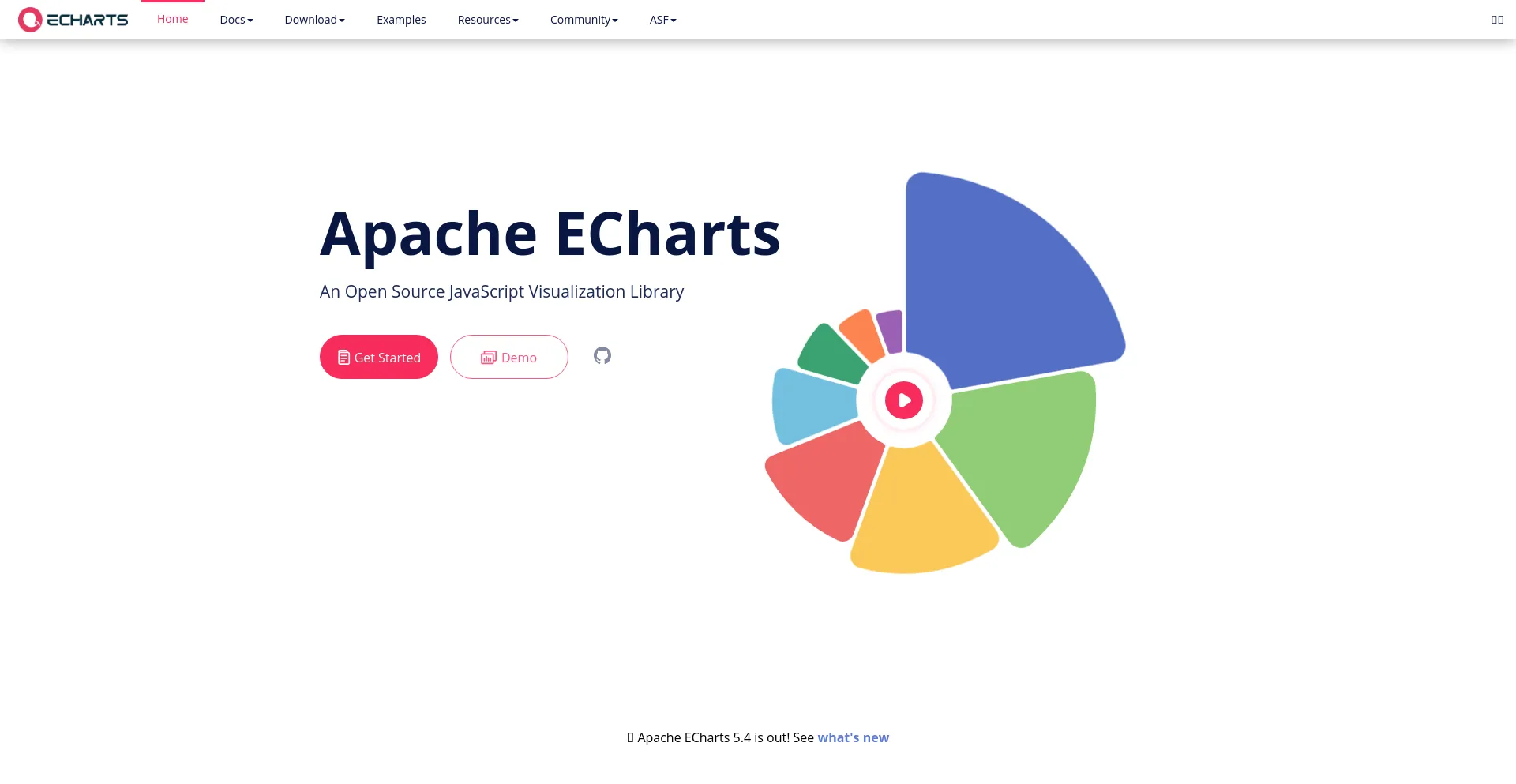 Screenshot of echarts.apache.org homepage