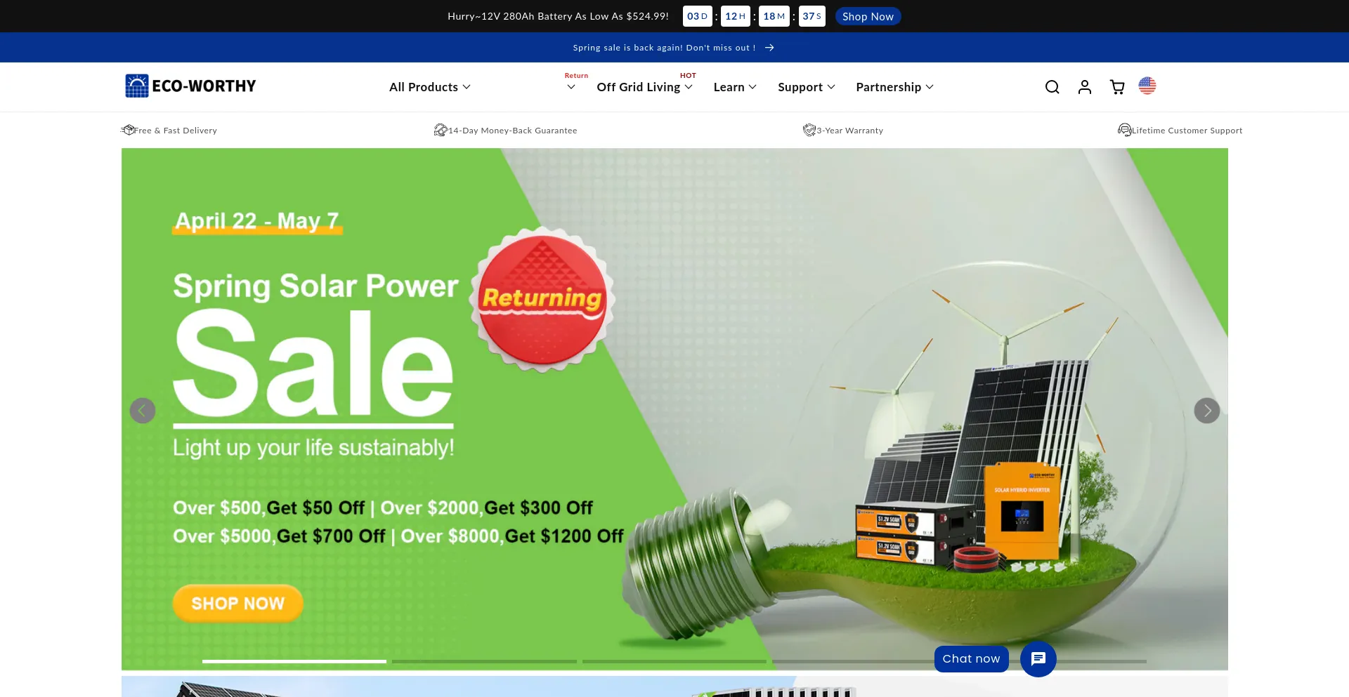 Screenshot of eco-worthy.com homepage