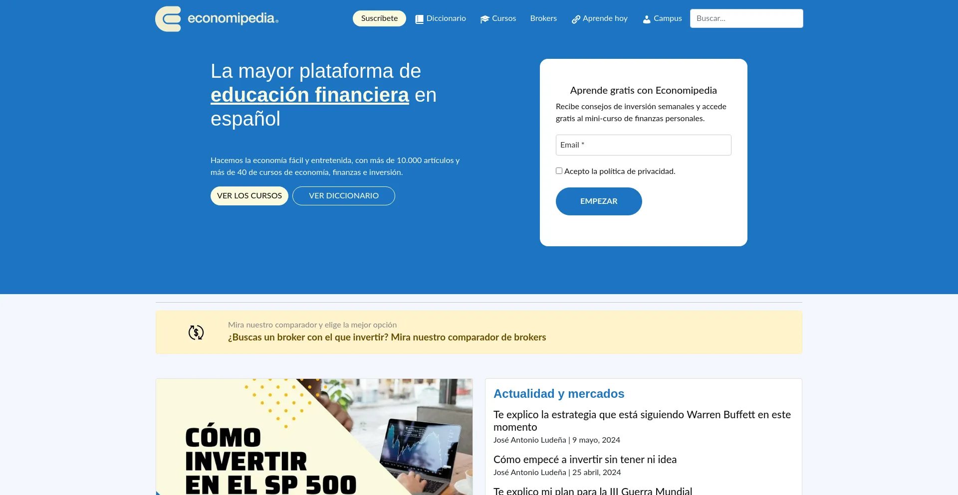 Screenshot of economipedia.com homepage