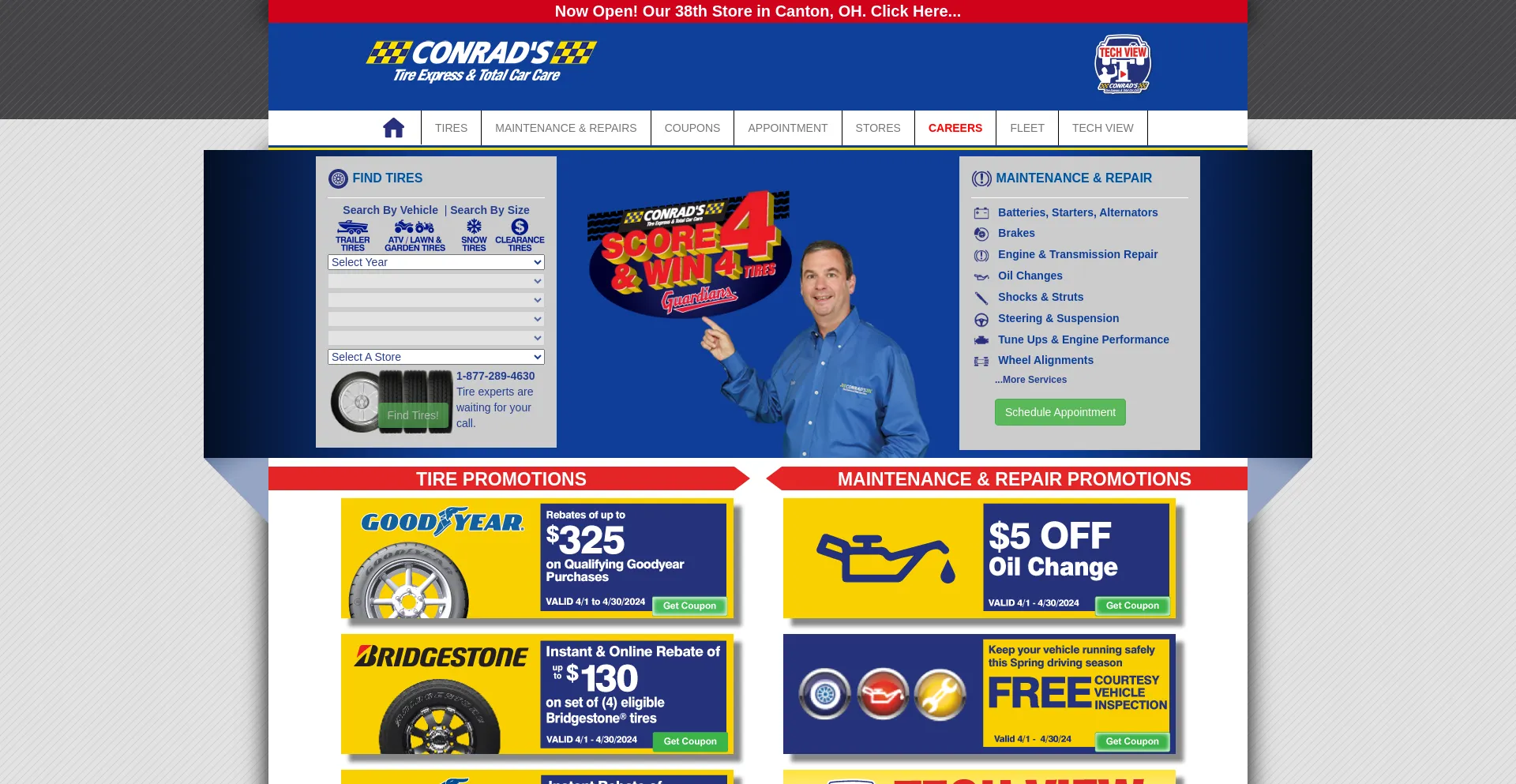 Screenshot of econrads.com homepage