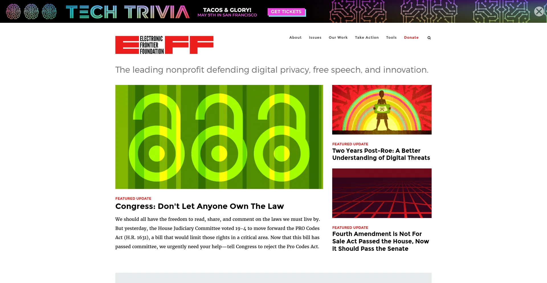 Screenshot of eff.org homepage