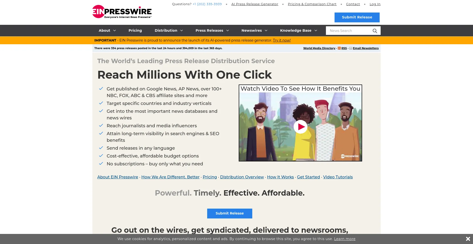 Screenshot of einpresswire.com homepage