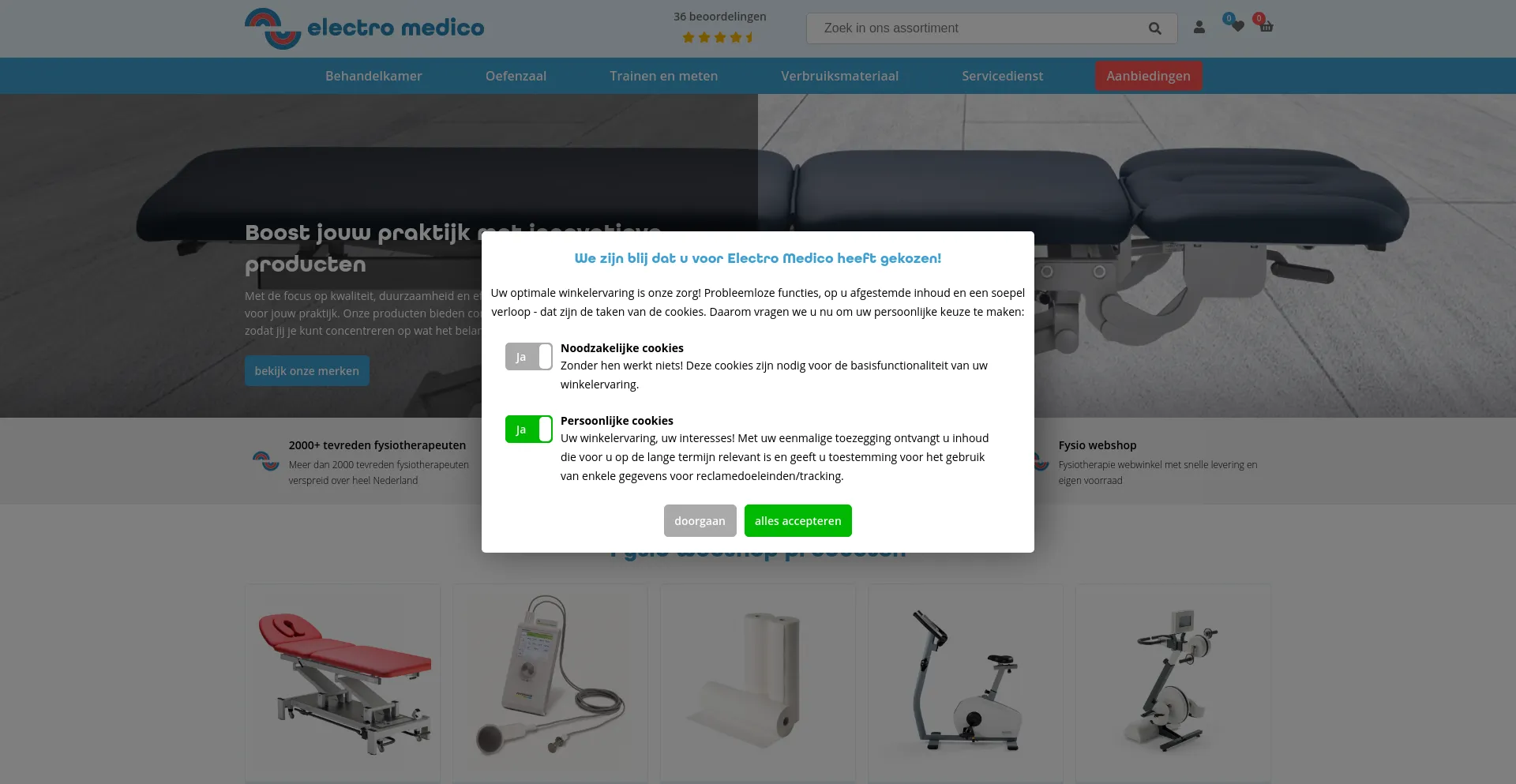 Screenshot of electromedico.nl homepage