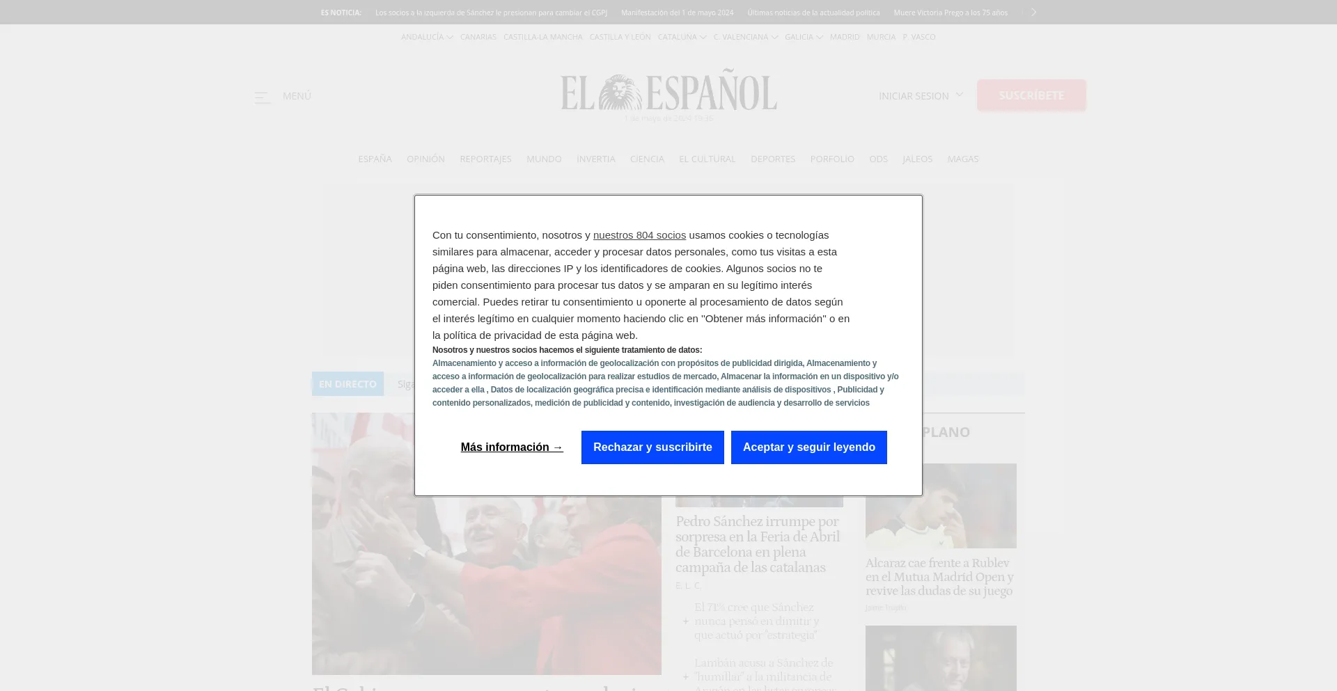 Screenshot of elespanol.com homepage