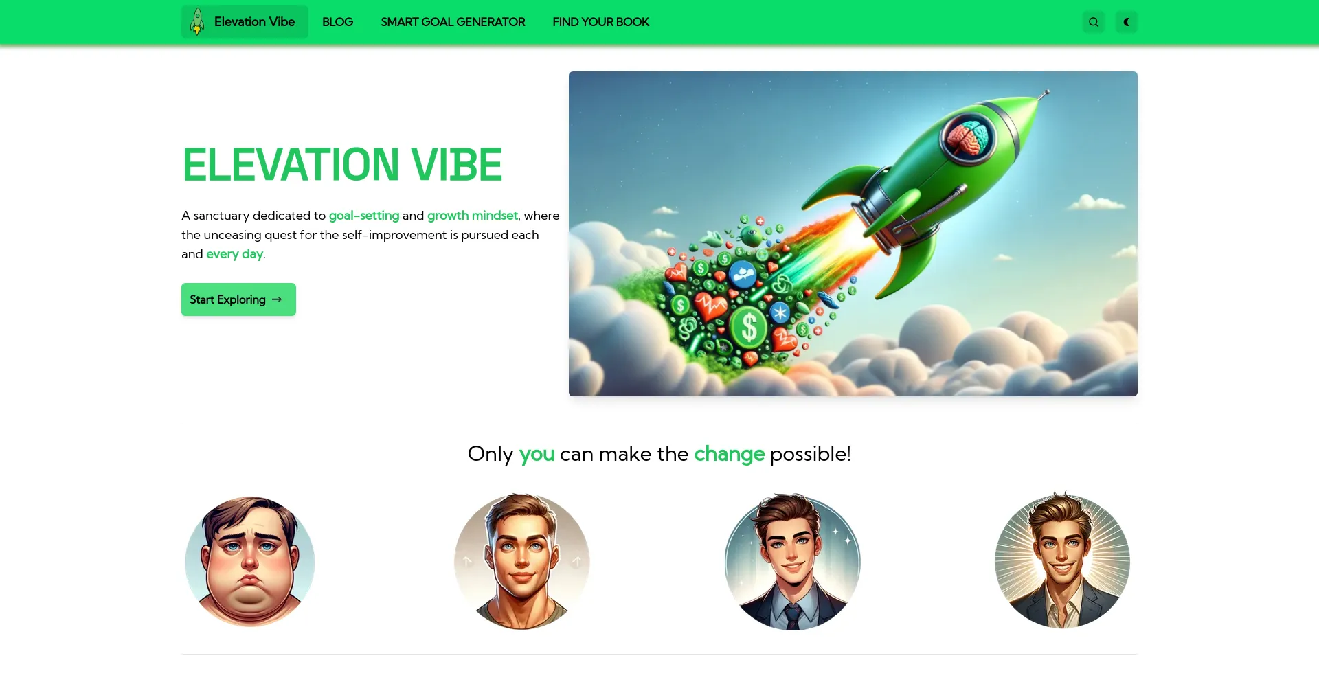 Screenshot of elevationvibe.com homepage