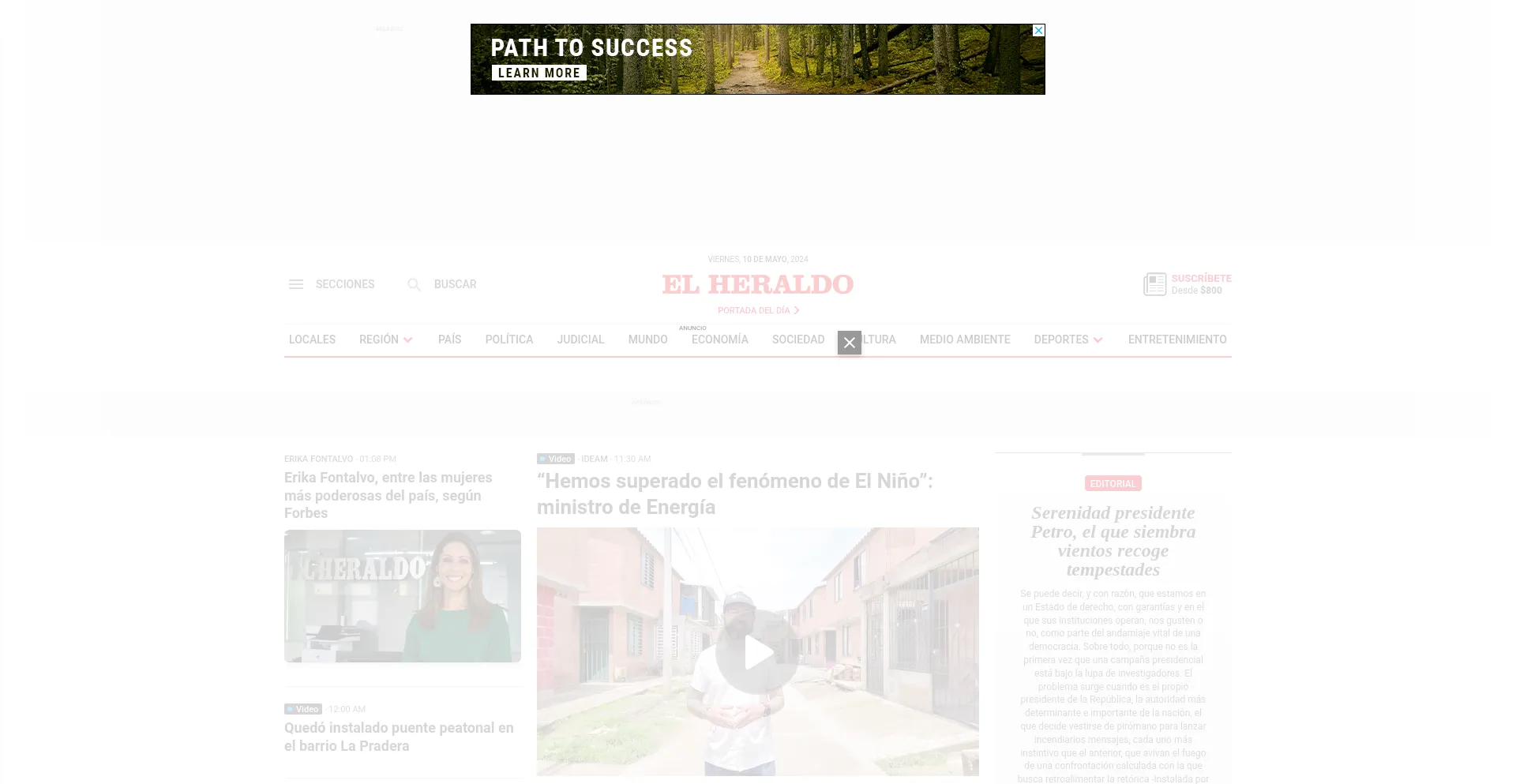 Screenshot of elheraldo.co homepage