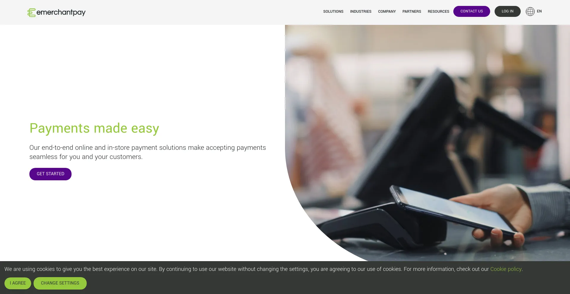 Screenshot of emerchantpay.com homepage