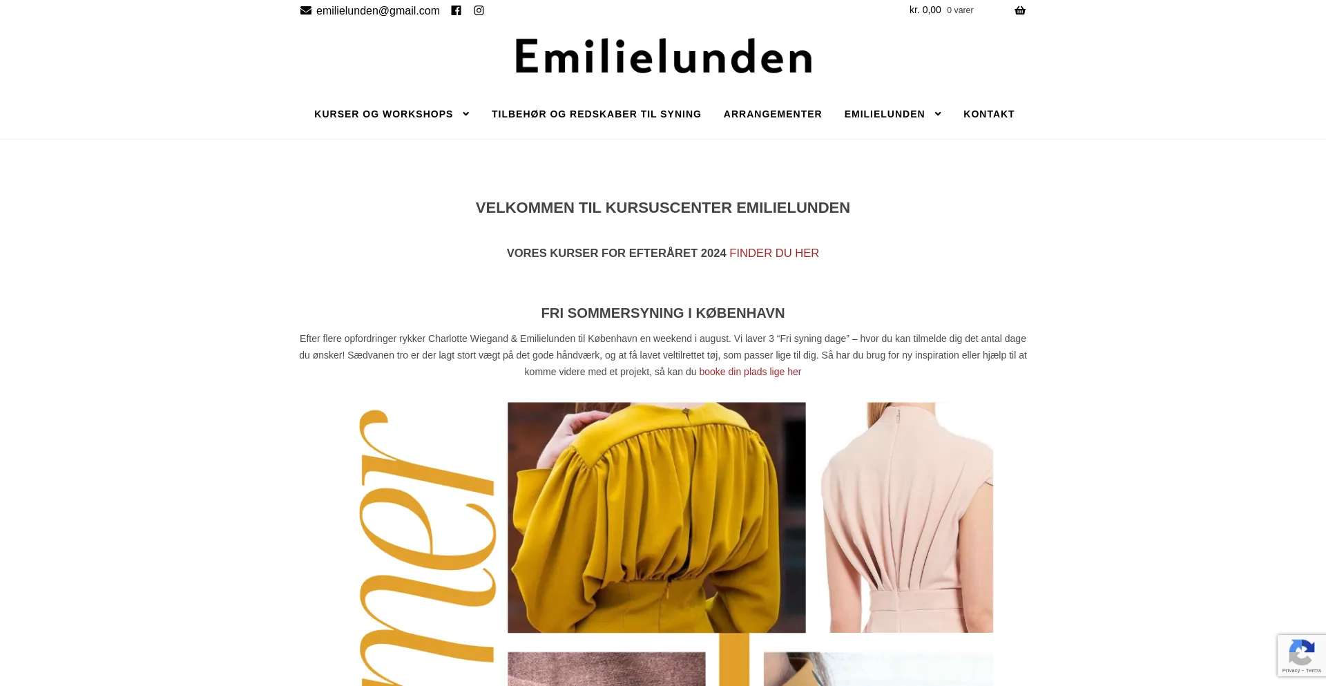 Screenshot of emilielunden.dk homepage