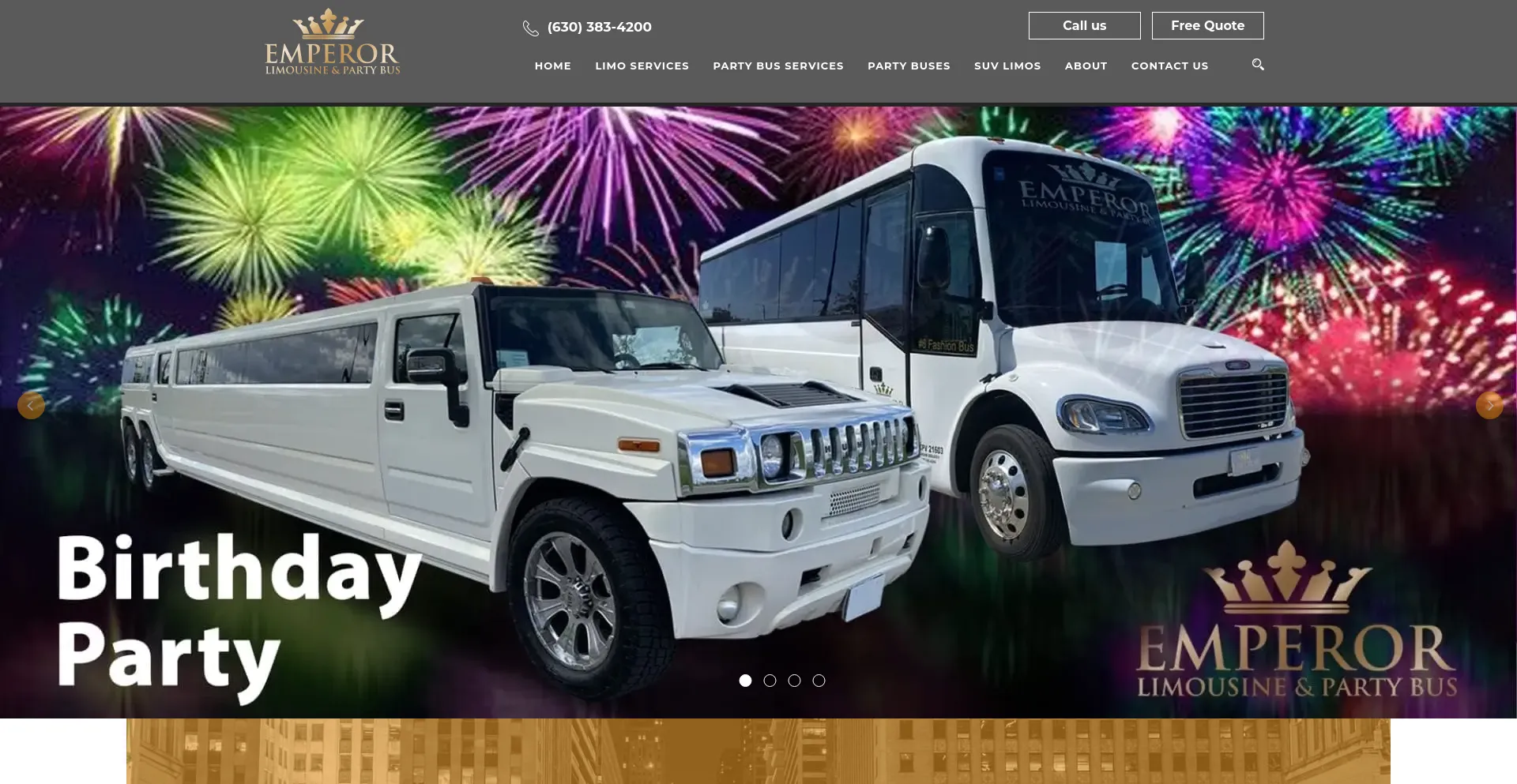 Screenshot of emperorlimousine.com homepage