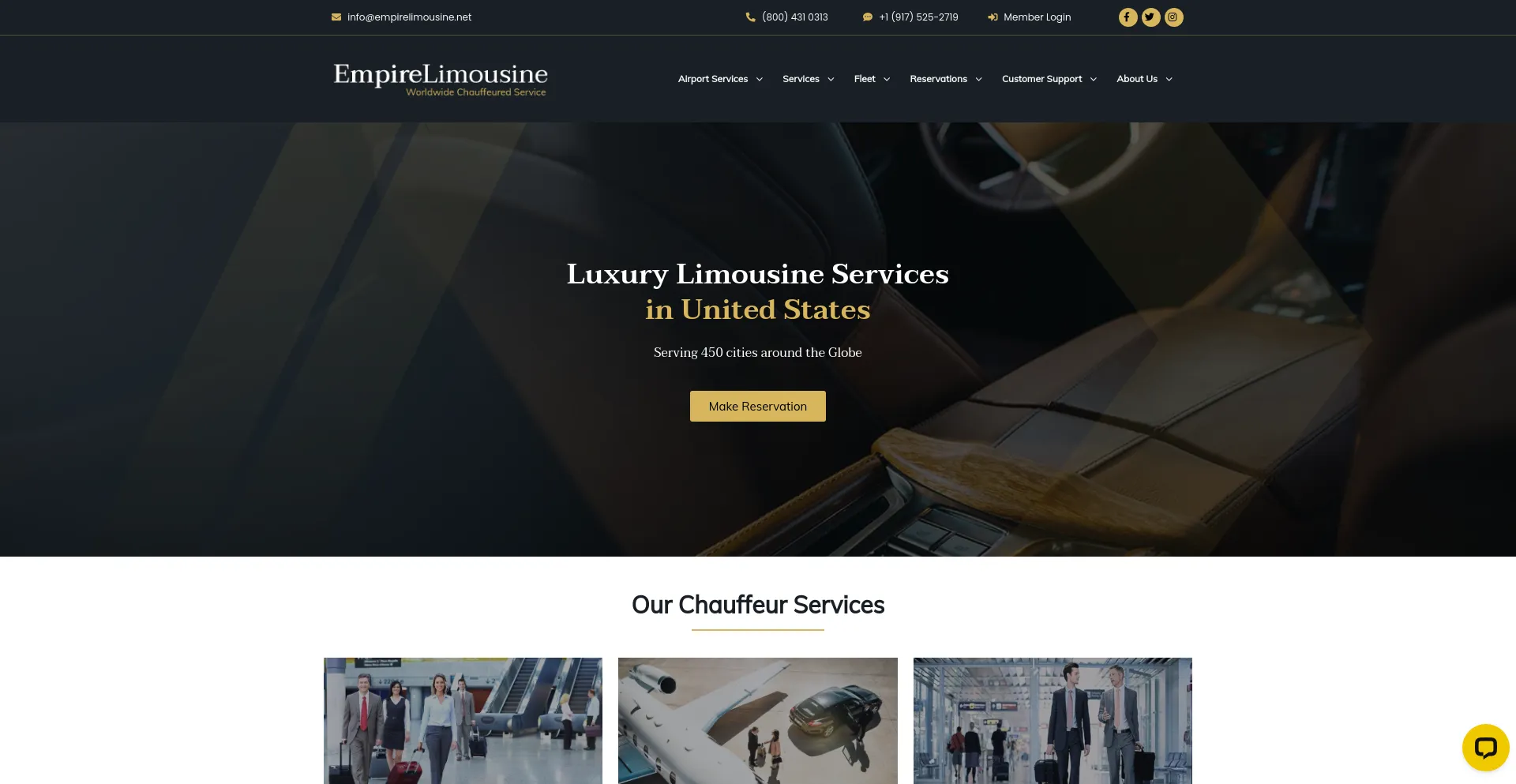 Screenshot of empirelimousine.net homepage