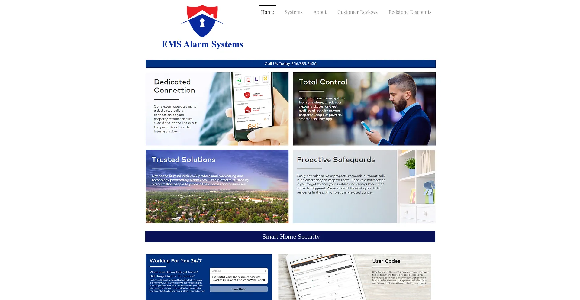 Screenshot of emsalarmsys.com homepage