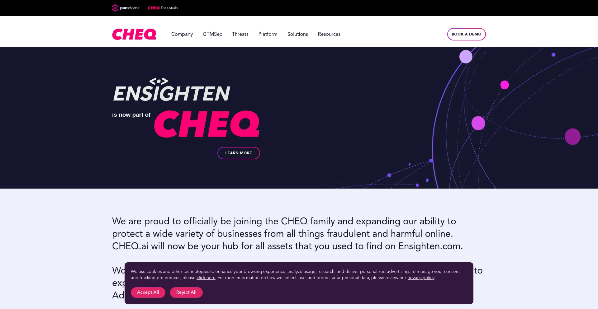 Screenshot of ensighten.com homepage