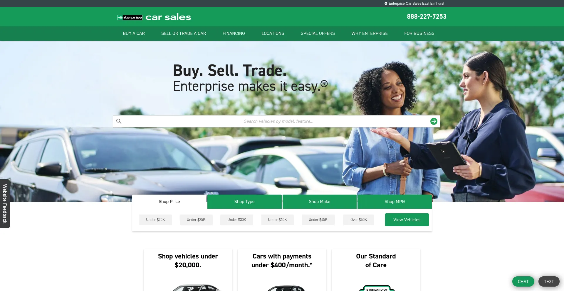 Screenshot of enterprisecarsales.com homepage