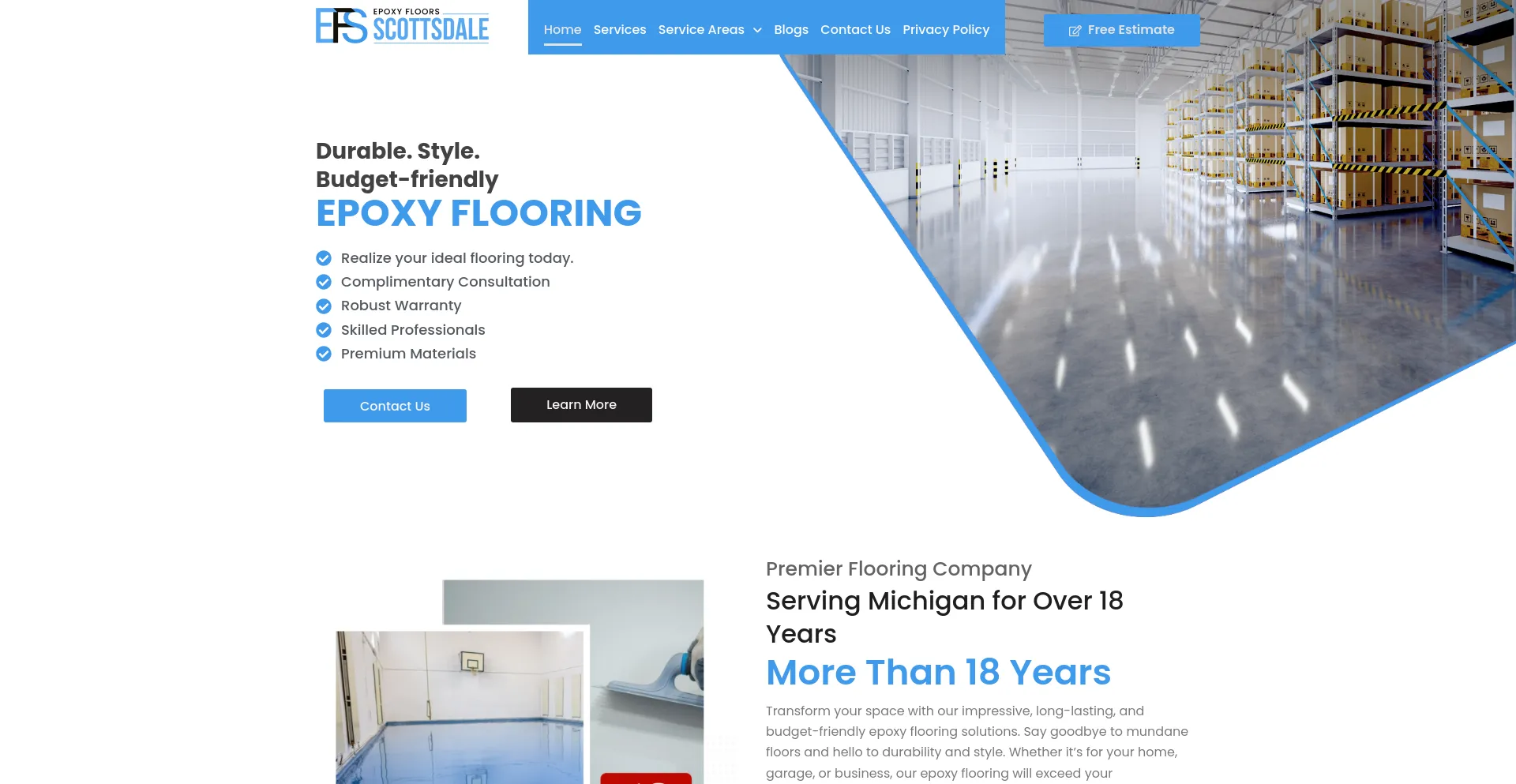 Screenshot of epoxyfloorsscottsdale.com homepage