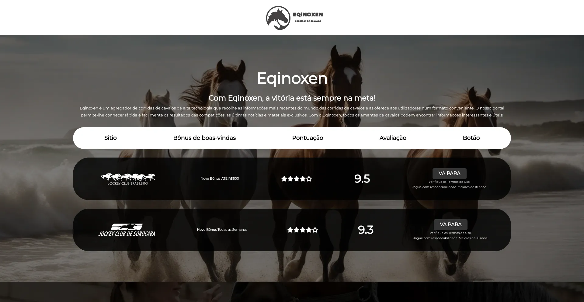 Screenshot of eqinoxen.com homepage